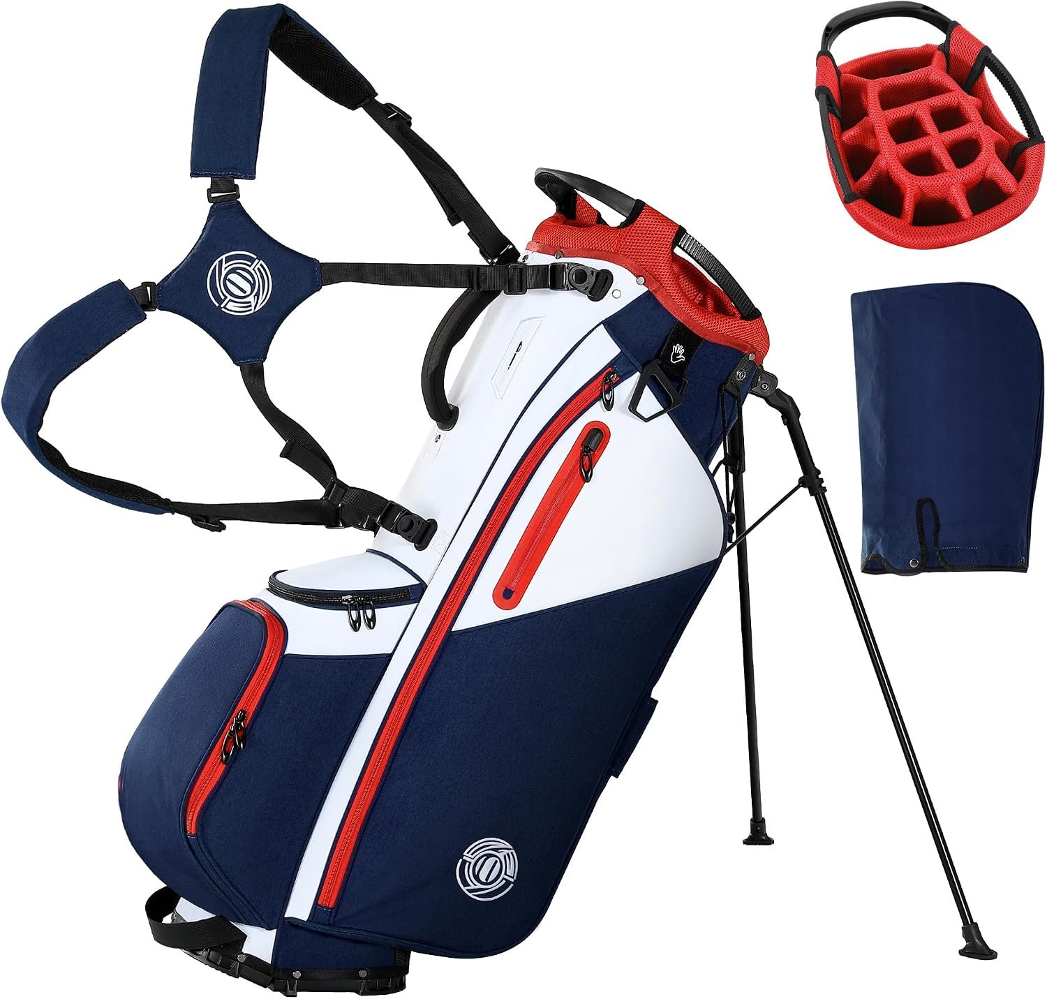 Golf Stand Bag 14 Way, Lightweight Golf Bags for Men Women with Stand, Padded Ergonomic Double Strap, Full Length Dividers, Multiple Pockets, Rain Hood