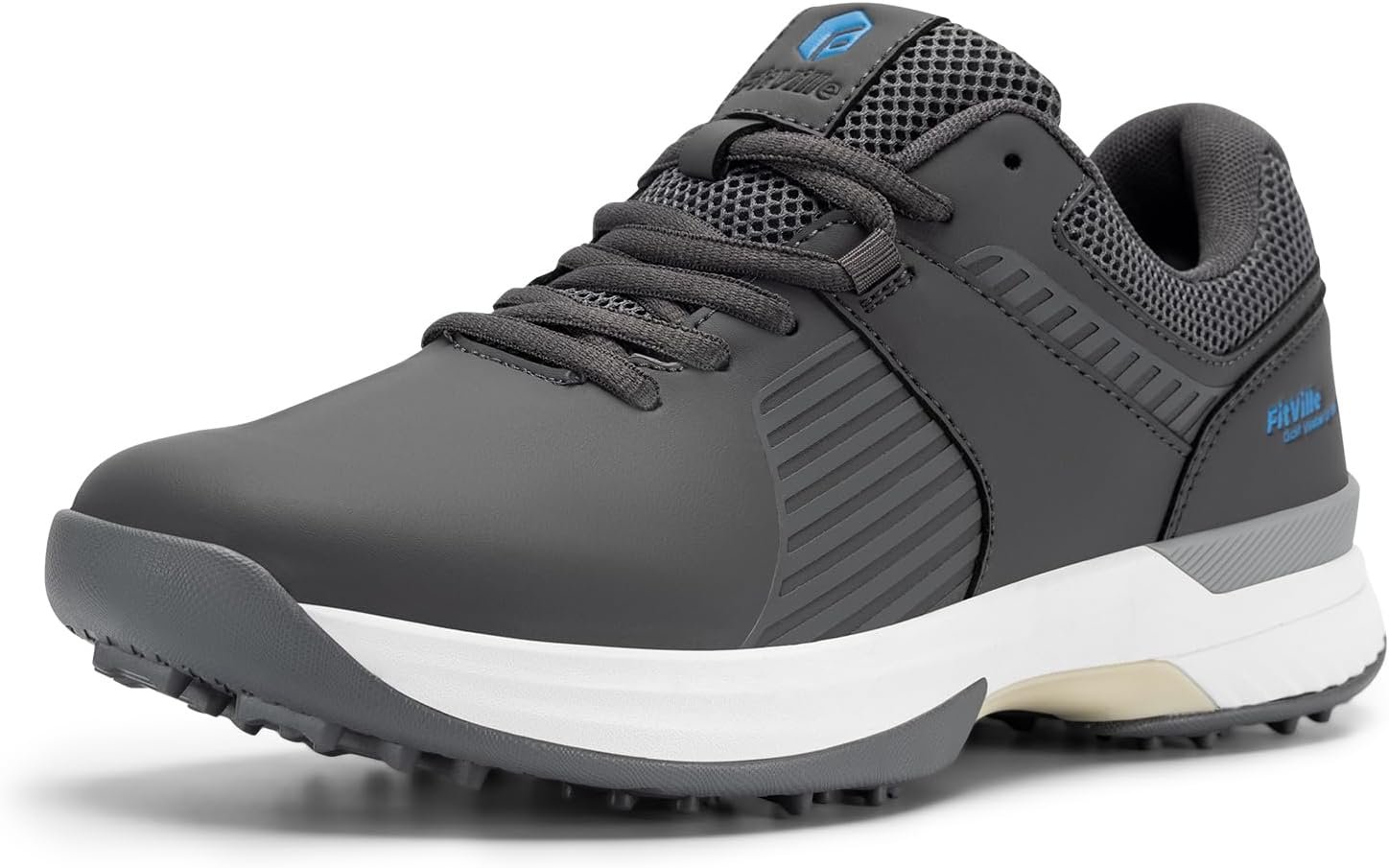 FitVille Extra Wide Men’s Golf Shoes Waterproof, Professional Outdoor Spiked Golf Shoes for Men with Arch Support