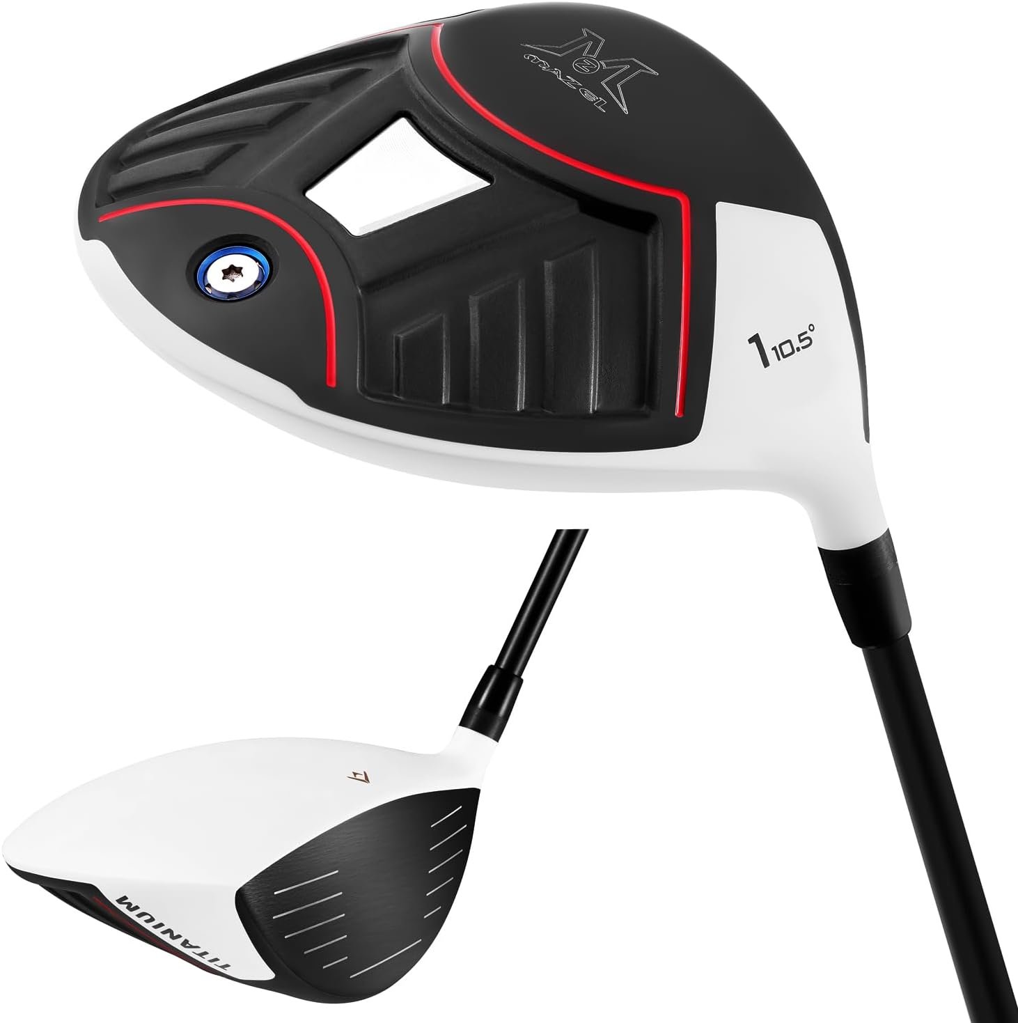 MAZEL Titanium Golf Drivers for Men,Right Handed,460CC (White Black, Graphite,10.5) (Graphite, Stiff, 10.5, Degrees, Right)
