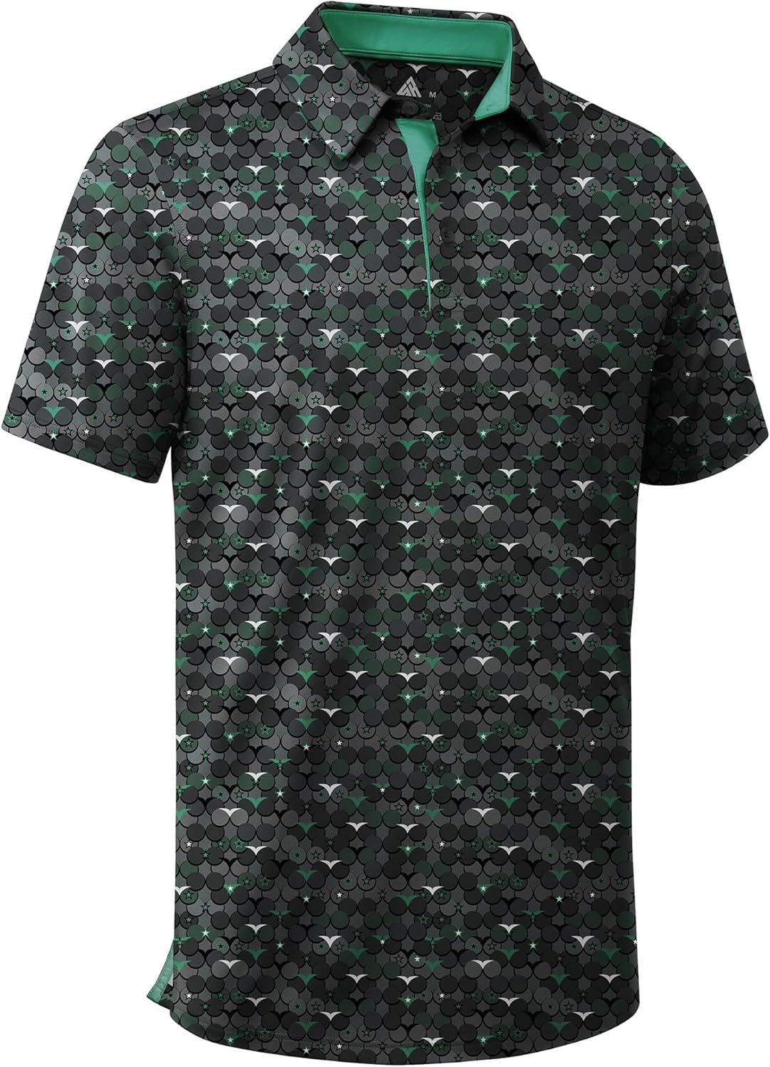 ZITY Men’s Golf Shirts Short Sleeve Moisture Wicking Performance Print Patterns Casual Collared Golf Polo Shirt for Men