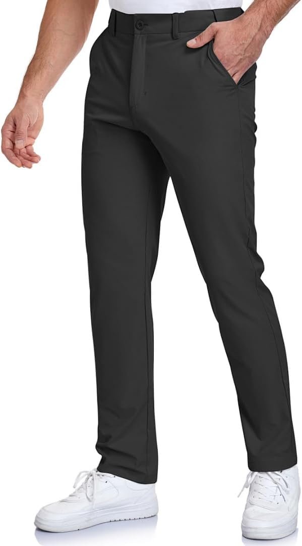 SPOSULEI Men’s Golf Pants Stretch Lightweight Waist Elastic Work Business Dress Pants with 4 Pockets