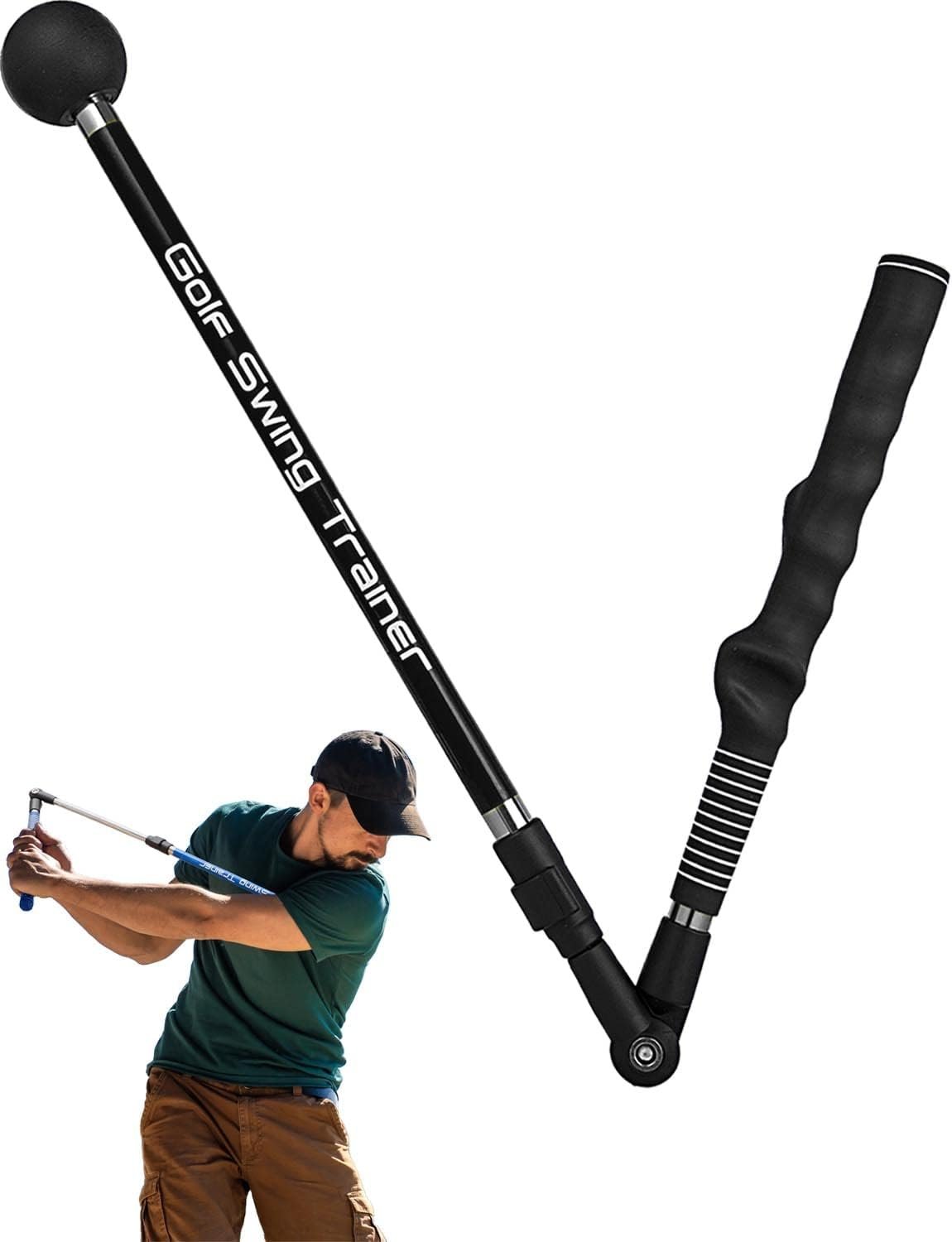 Golf Swing Trainer aid – Golf Training aid to Improve Hinge, Forearm Rotation, Shoulder turna and Grip.Portable Collapsible Swing Trainer Equipped with Golf Grip Trainer