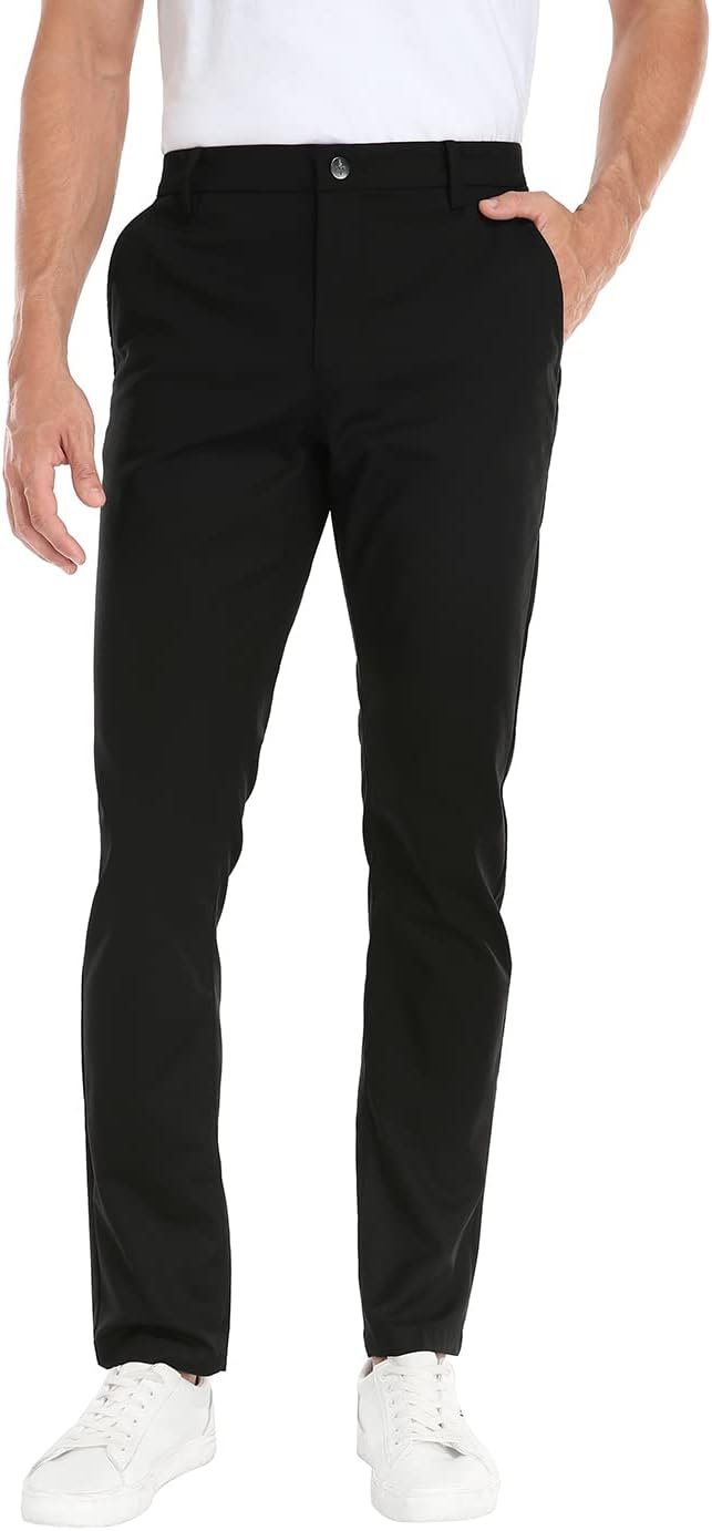 LRD Mens Stretch Golf Pants 30″ 32″ 34″ Lightweight Performance Slim Fit Chino Pants for Men with Pockets and Belt Loops