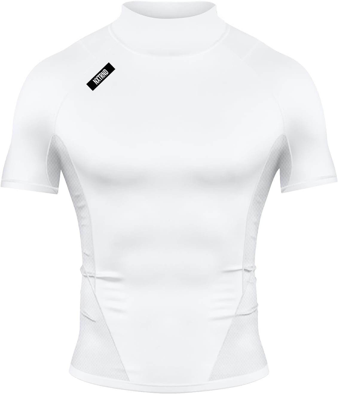 Nxtrnd Men’s Turtleneck Compression T-Shirt, Short Sleeve Mock Neck