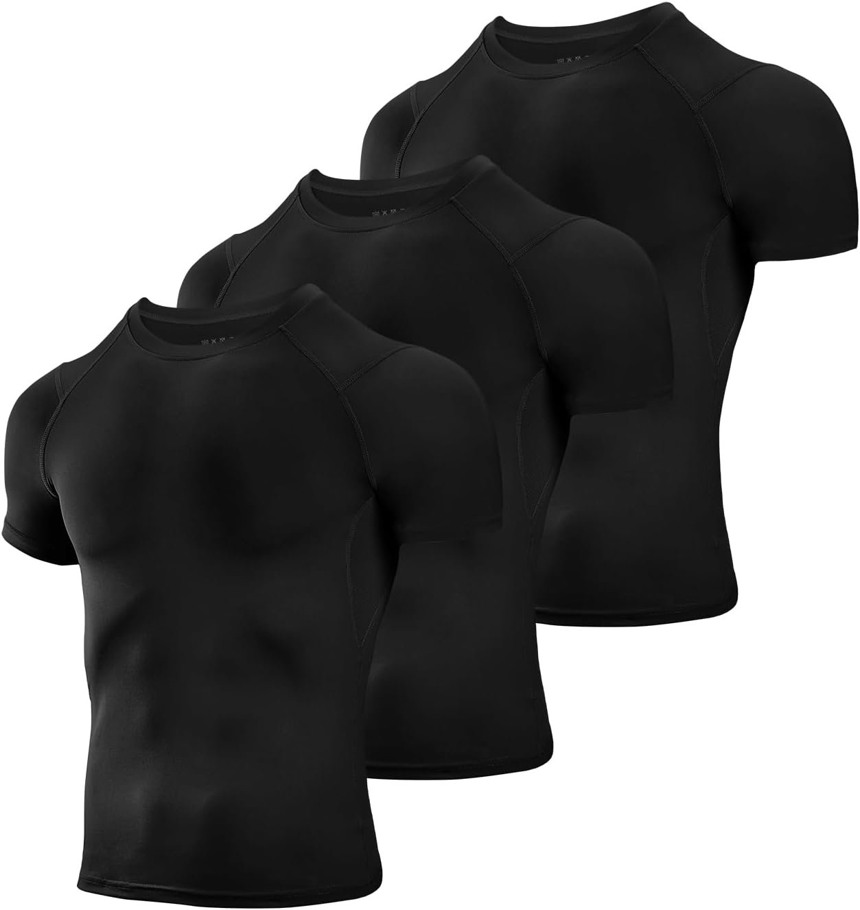 Niksa Men’s Compression Shirts 3/5 Pack,Short Sleeve Athletic Compression Tops Cool Dry Workout T Shirt