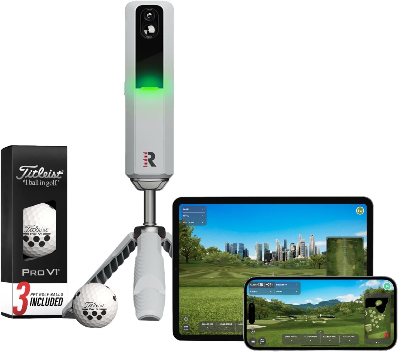 Rapsodo MLM2PRO Mobile Launch Monitor Golf Simulator | 3 ProV1 Balls | Swing Trainer & Shot Tracker for Home & Driving Range | Indoor & Outdoor Golf Training Aid | Dual Camera | 15 Metrics