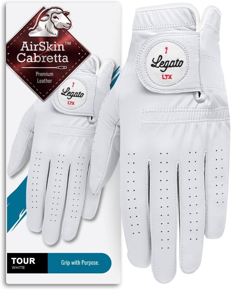 Legato Tour Golf Glove for Men, Cabretta Leather | Tour Quality, AirCab for Better Breathability, DuraCab for Maximized Durability, Worn on Left Hand for Right Handed