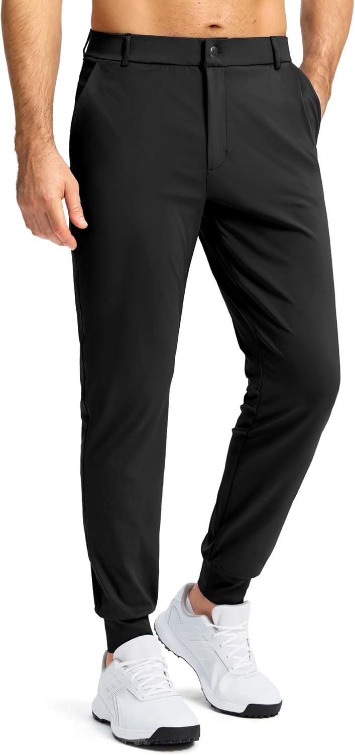 G Gradual Men’s Stretch Golf Joggers with 3 Pockets Slim Fit Sweatpants Work Dress Casual Pants for Men with Belt Loops