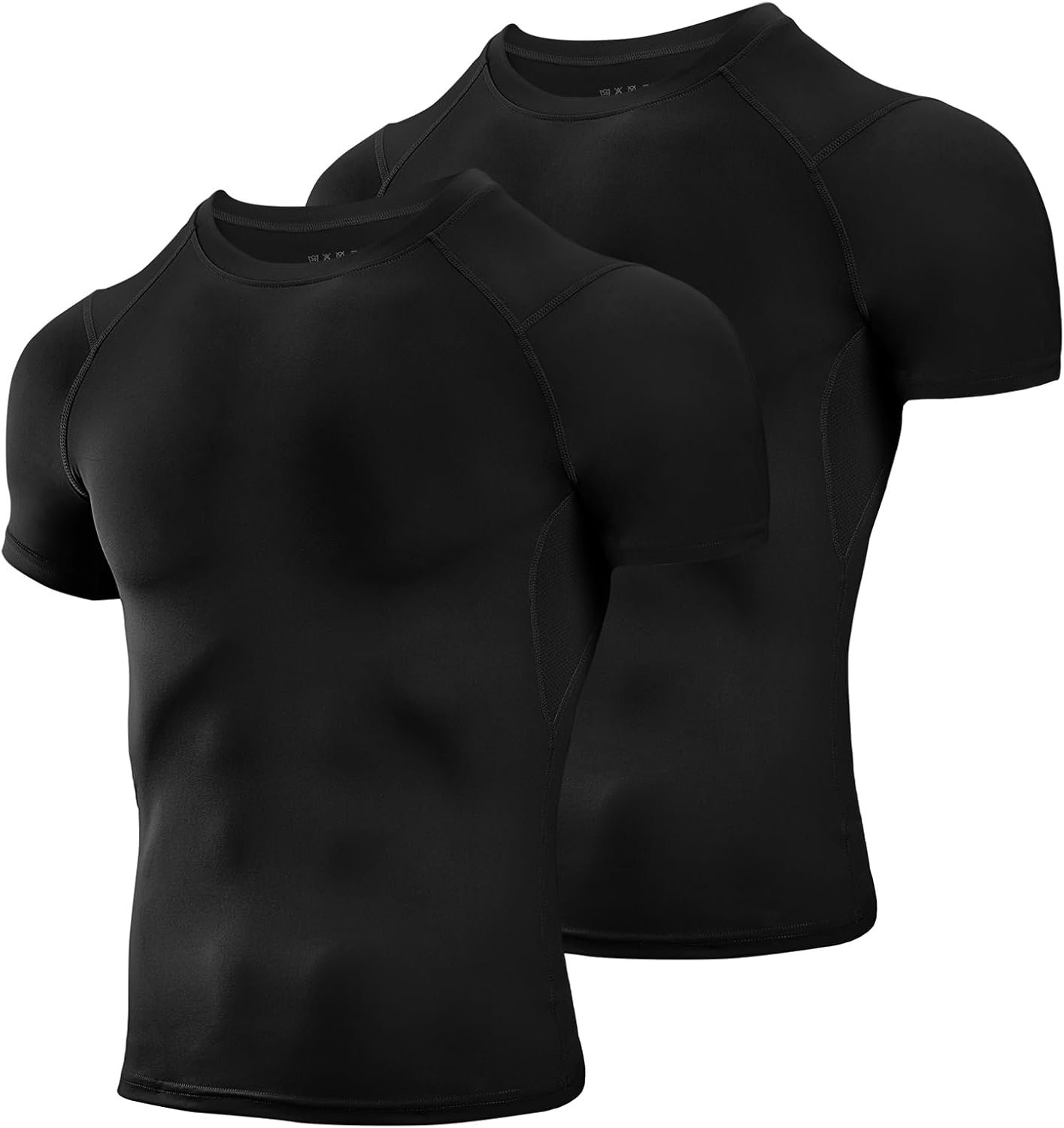 Niksa Men’s Compression Shirts 2 Pack, Short Sleeve Athletic Compression Tops Cool Dry Workout T Shirt
