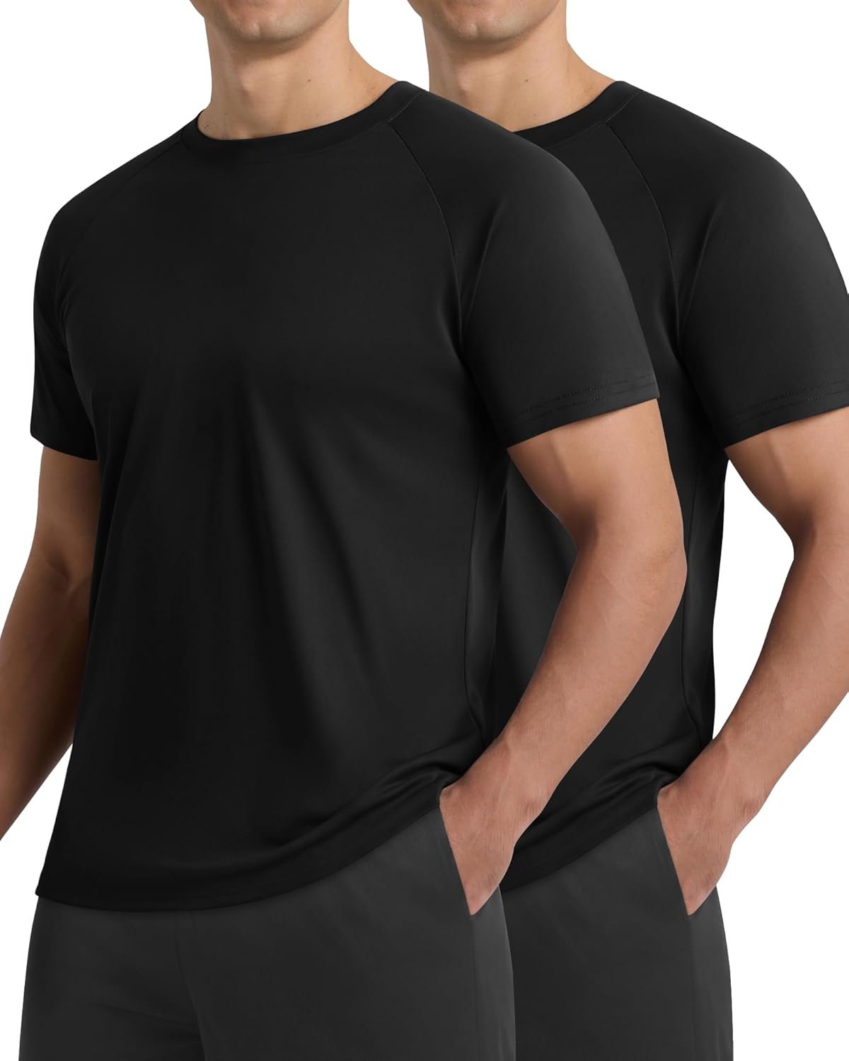 2 Pack Workout Shirts for Men – Black Casual Quick Dry Moisture Wicking Men’s T-Shirts for Gym Running
