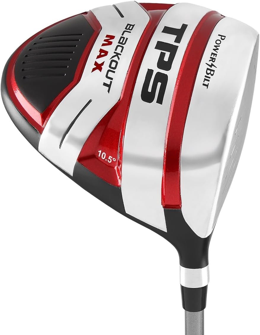 Powerbilt TPS Blackout Max Driver, Men’s 10.5 Degree in Black/Red with Headcover