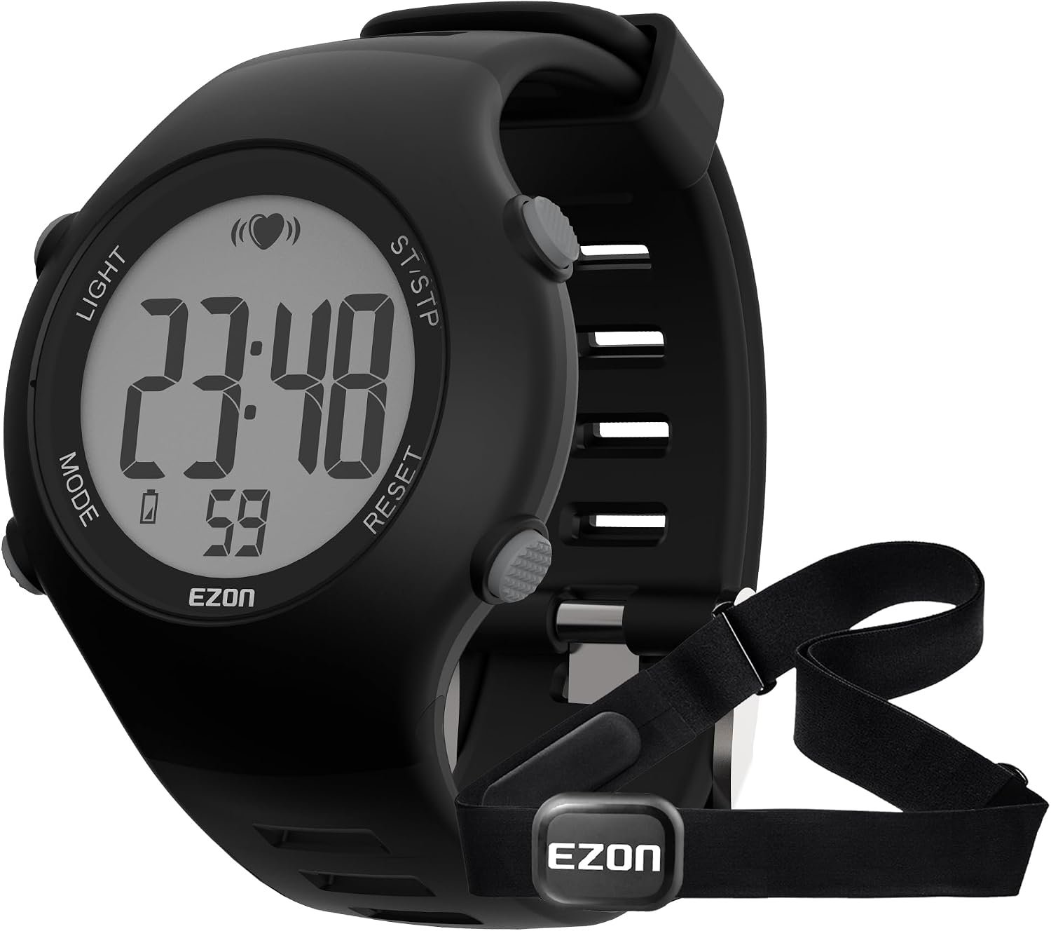 EZON Heart Rate Monitor Chest Strap and Digital Watch,5ATM Waterproof Fitness Tracker with HRM,Calories Burned,Stopwatch and Hourly Chime – Ideal Fitness Presents for Men and Women