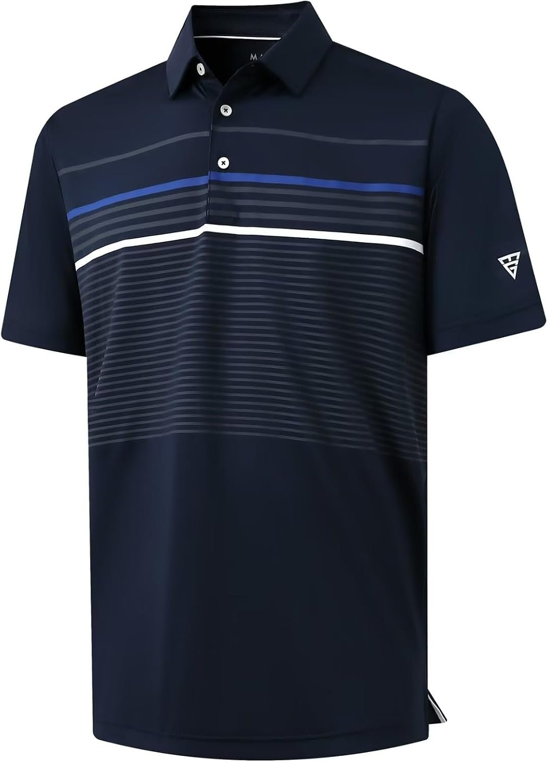M MAELREG Golf Shirts for Men Short Sleeve Regular Fit Moisture Wicking Performance Casual Striped Print Mens Polo Shirts