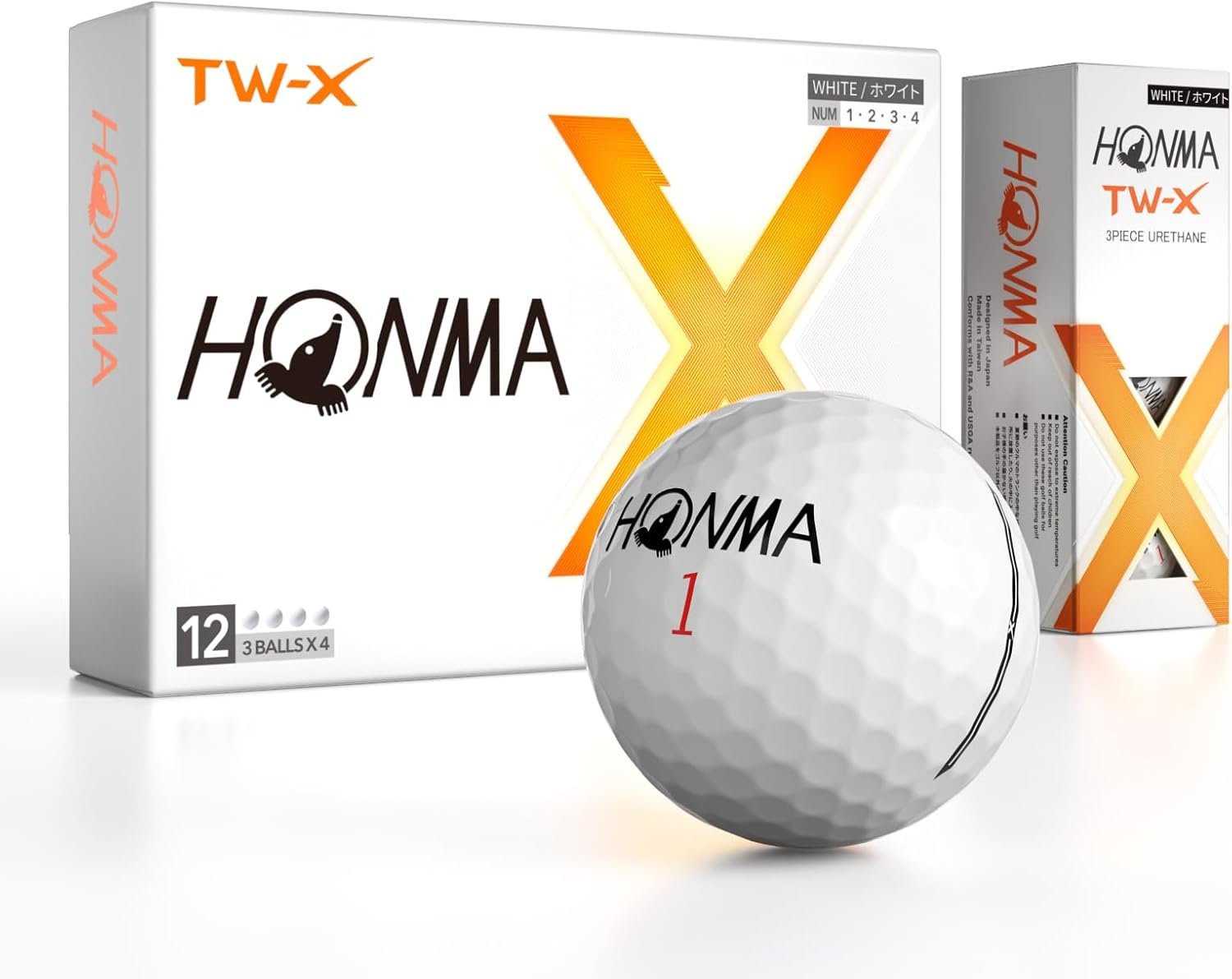 Honma TW-X & TW-S Tour Golf Balls, 3-Piece, White & Yellow, 1 Dozen | Precision Spin Control • Long Distance • Soft Feel • Stable Flight • For Moderate to Fast Swing Speeds