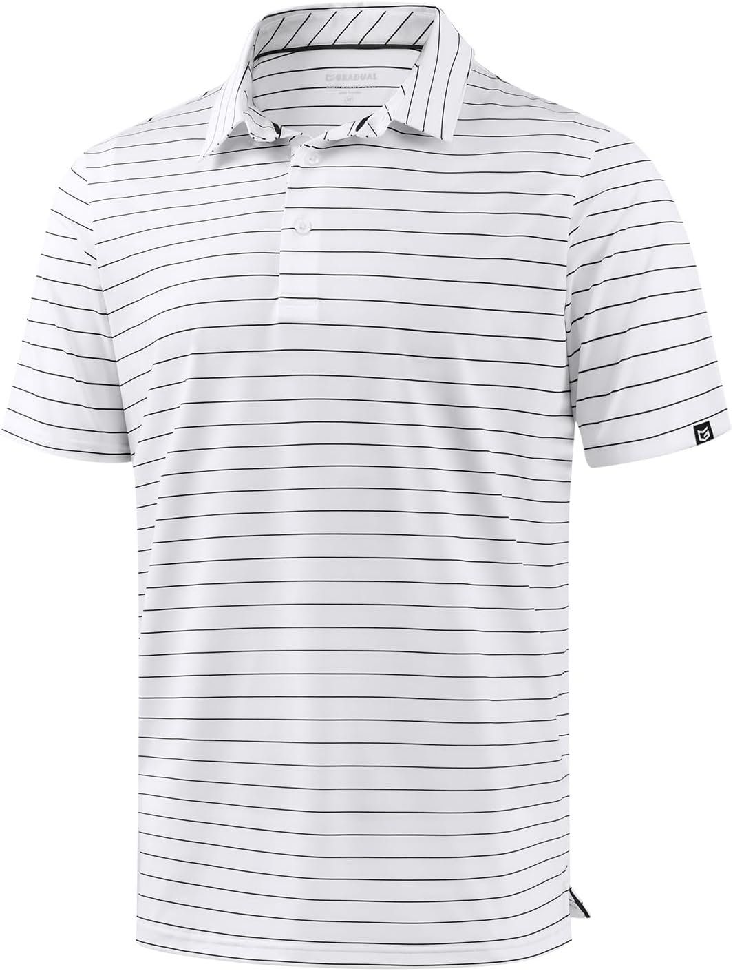 Mens Golf Shirt Dry Fit Performance Short Sleeve Striped Polo Shirts | Moisture Wicking, Breathable, Soft Stretch, Colorful Stripes, 3-Button, UPF50+, Easy Match for Dressy Casual, Tennis, Daily