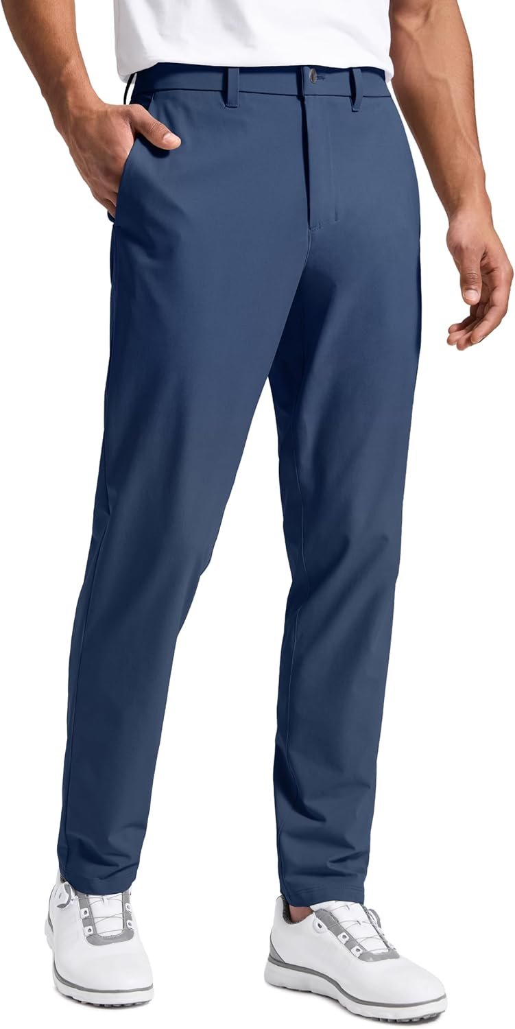 CRZ YOGA Breeze Comfy Golf Pants 30″/32″ | Stretchable Waist, Lightweight, Quick Dry, Water Resistance, Flat Front, Pockets, Trousers for Men