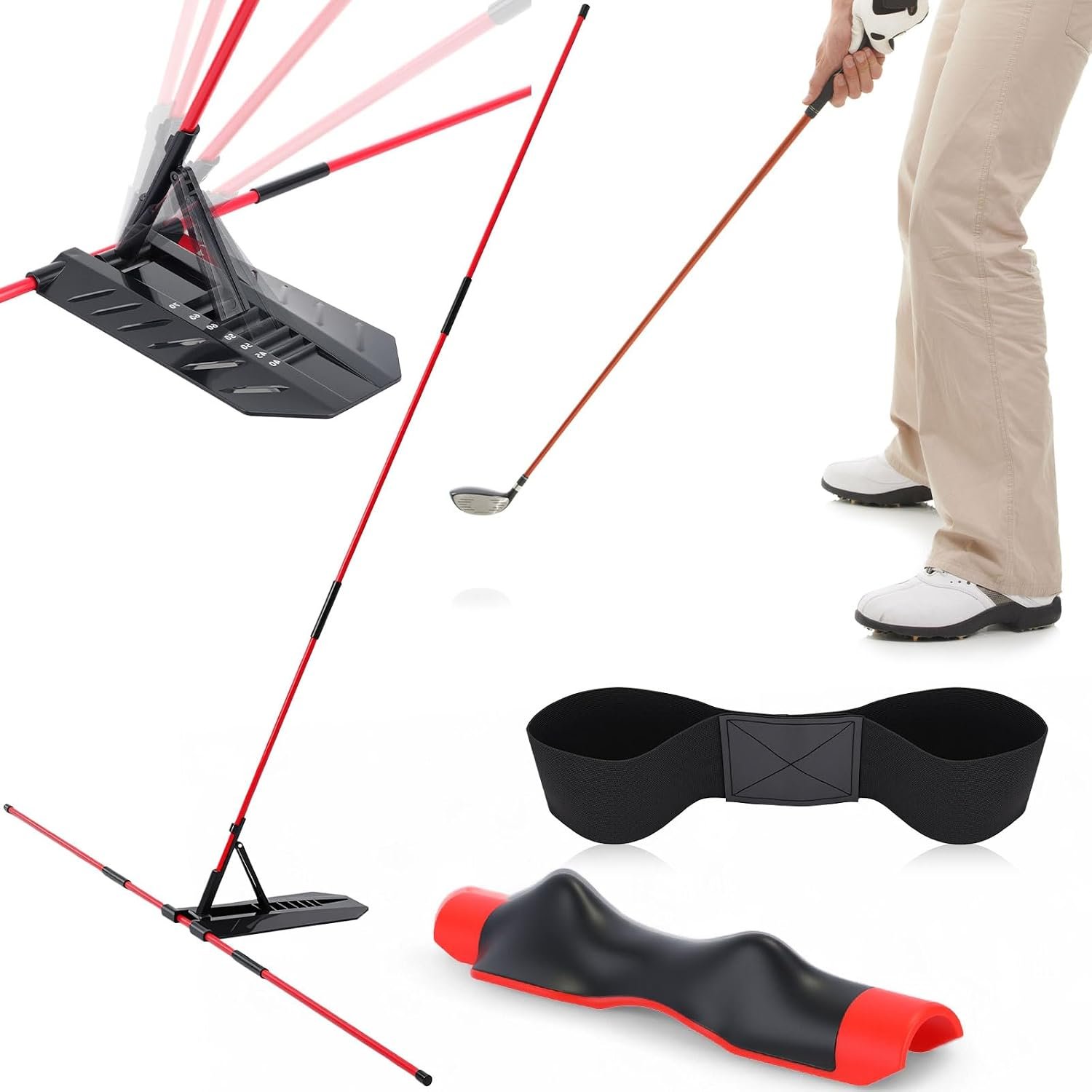 Golf Alignment Sticks with Adjustable Angle Holder – 3-in-1 Swing Trainer Aid Set for Putting, Aiming & Posture Correction – Professional Golf Practice Equipment for Men Women