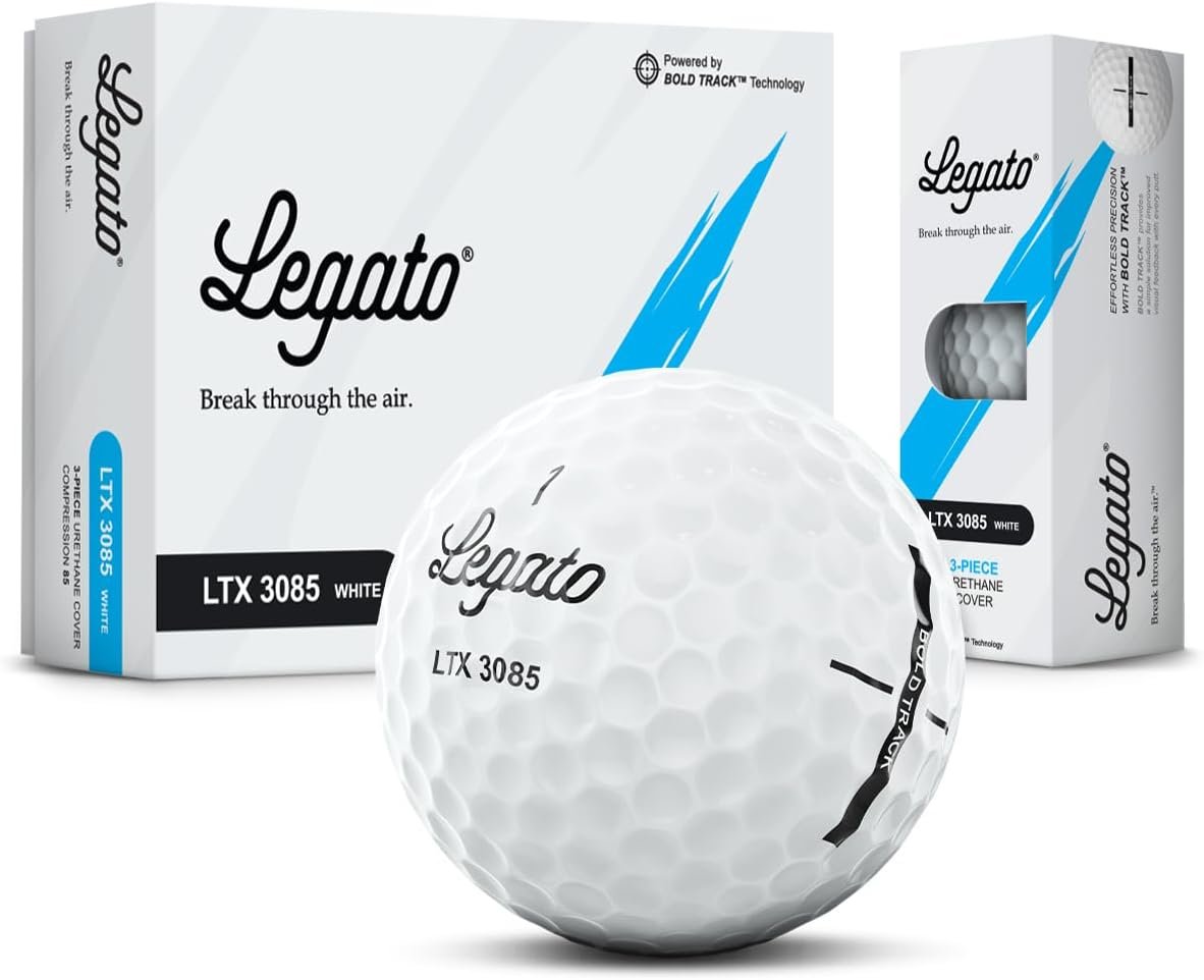 Legato Golf Balls LTX3085, 3 Piece, Urethane Cover, 12 Packs | Maximized Spin Control & Soft Feel, 85 Compression for Maximized Distance, USGA Conforming