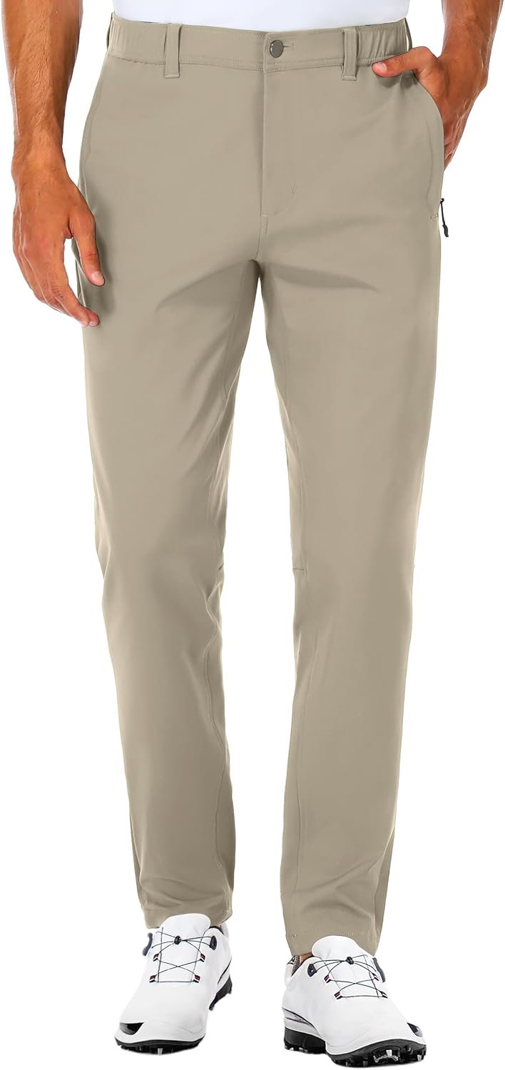 SPECIALMAGIC Mens Golf Pants Stretch Work Dress Pants 30″/32″ Waterproof | Lightweight Comfy Work Travel Trousers for Men with Zipper Pockets