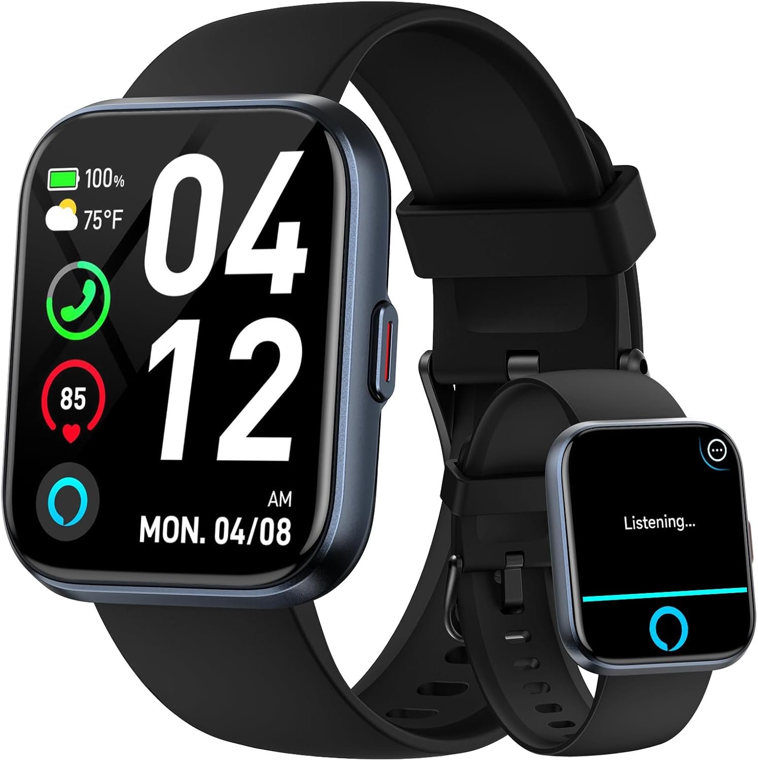 Smart Watches for Men Android & iPhone, 1.8″ HD Alexa Built-in Smartwatches Fitness Tracker Watch with Bluetooth Calls, IP68 Waterproof, Heart Rate/Sleep/SpO2 Monitor, 110 Sport Modes – Black