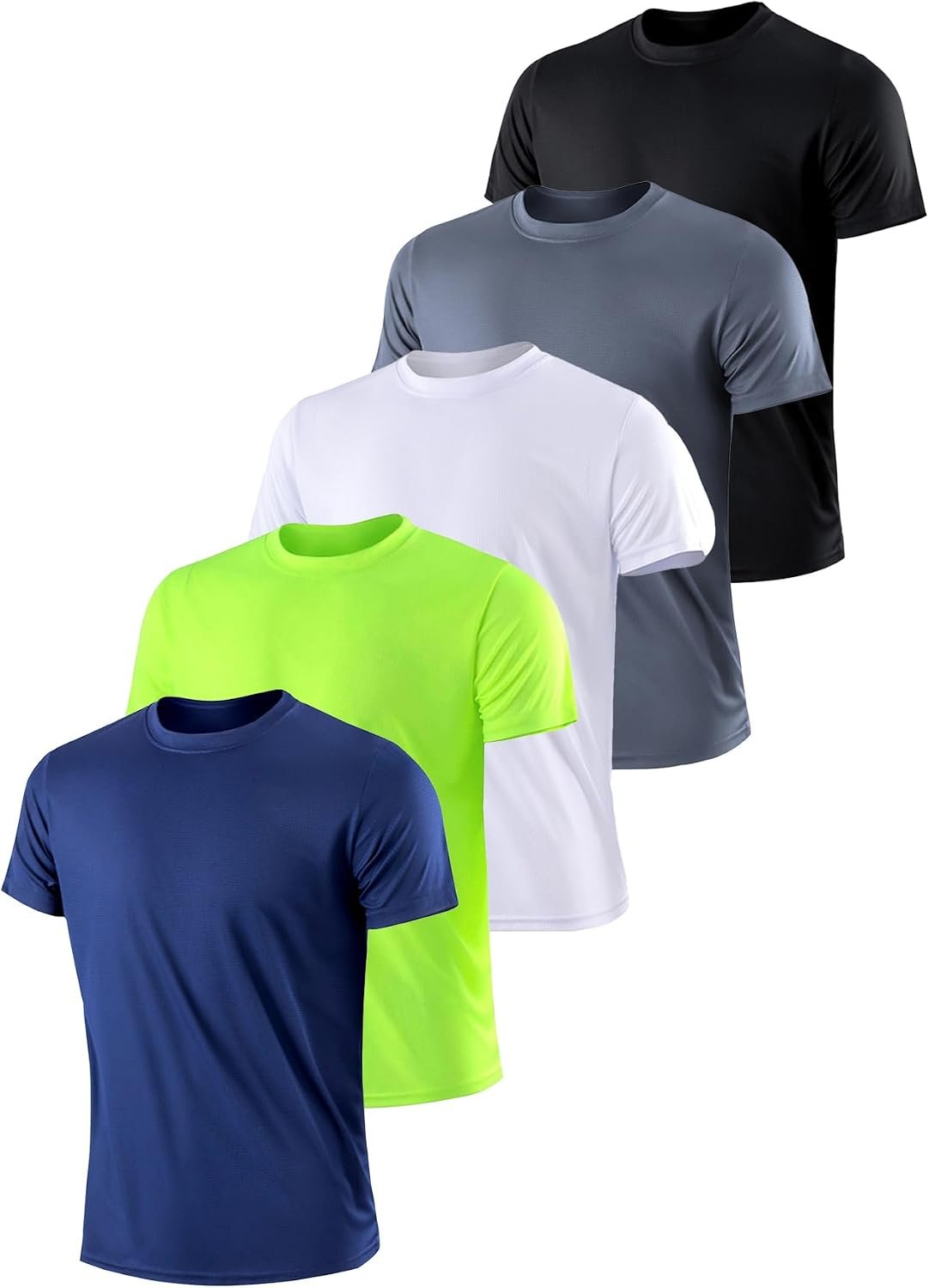 1/2/3/4/5/6 Pack Men’s Short Sleeve Dry Fit T-Shirts – Moisture Wicking Athletic Workout Gym Fitness Casual Tees