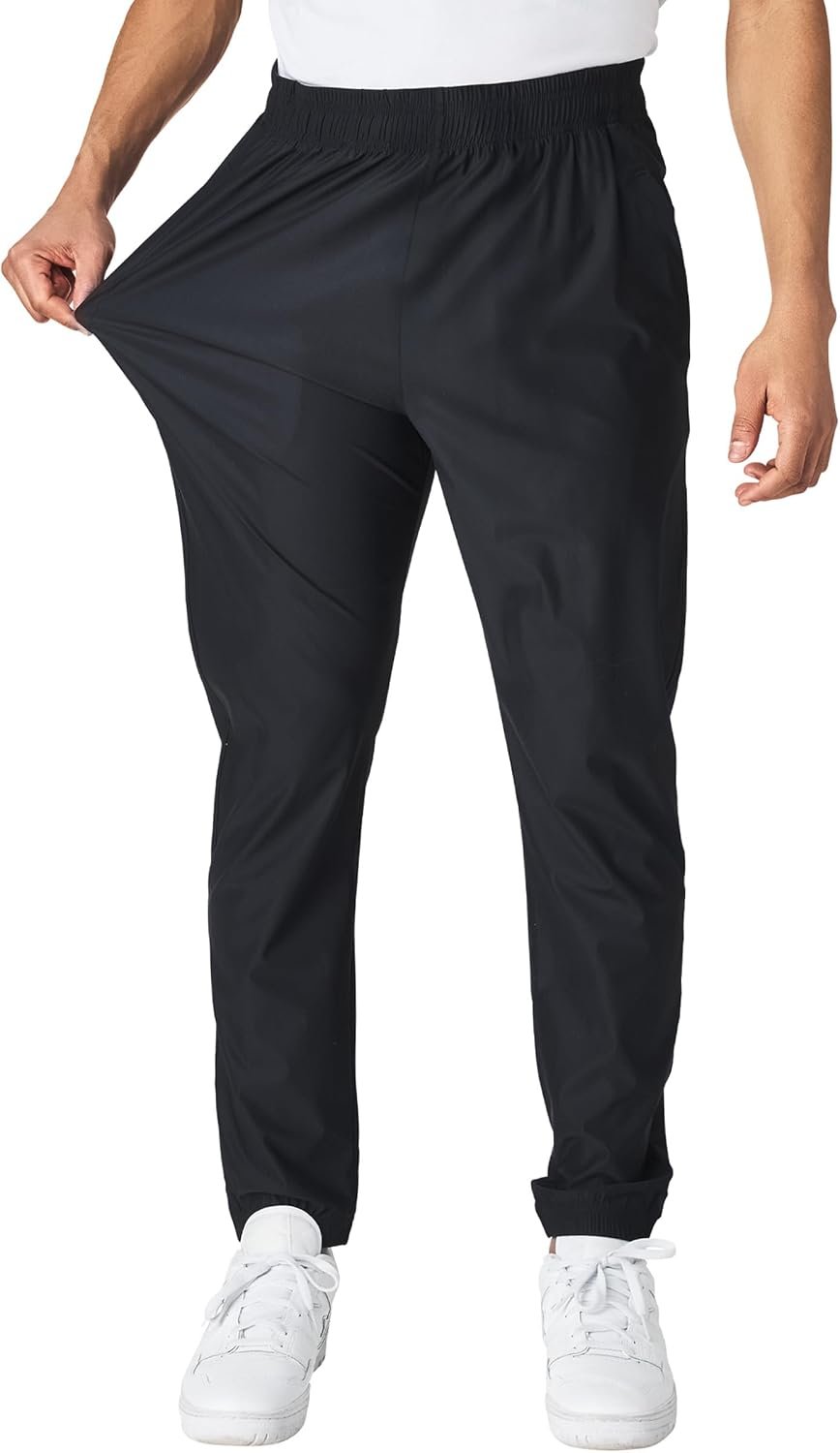 Ultra Performance Mens Jogger Pants Nylon Stretch Athletic Joggers for Men | 75% nylon, 25% spandex; deep side pockets; adjustable drawstring; gym, errands, lounging; 6 colors, workout running pants
