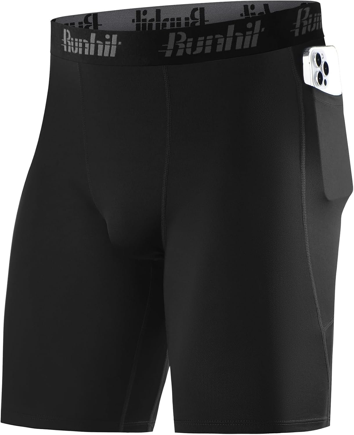 Runhit Men’s Compression Shorts with Pockets – 9″ Performance Athletic Shorts for Workouts Sports Running Spandex Underwear