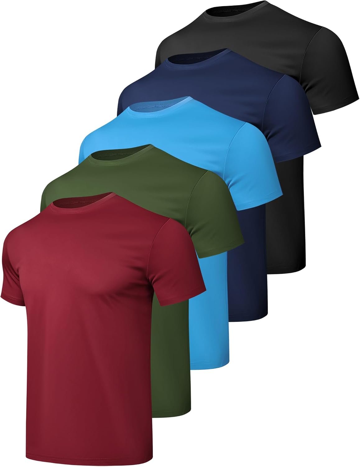 HovSiyla 1/5 Pack Workout Shirts for Men Athletic Running Gym Quick Dry Short Sleeve Performance Moisture Wicking T Shirt