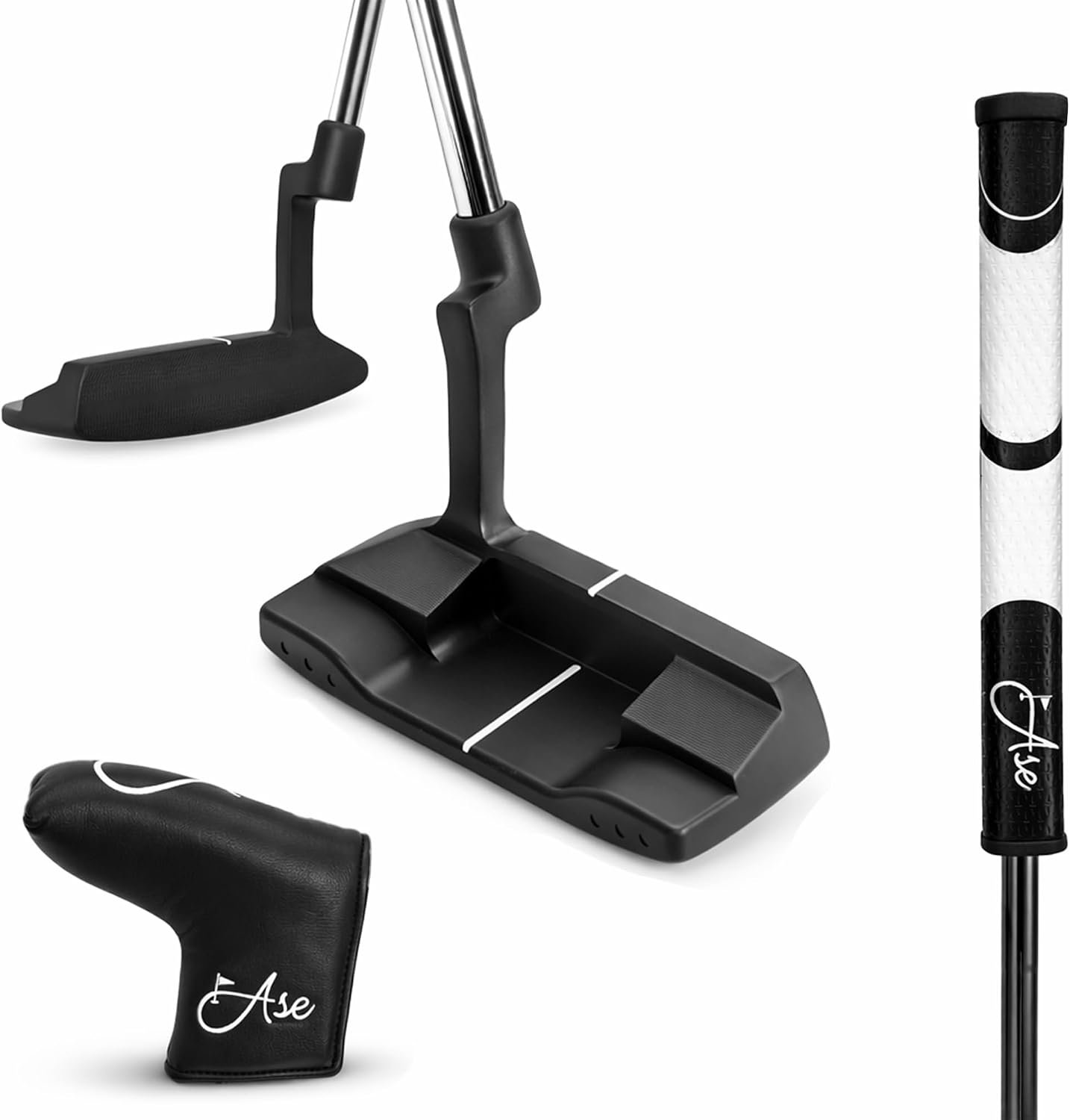 Premium Golf Putters – CNC Milled Face for Men & Women with Pistol Grip for Maximum Control and Comfort with Leather Head Cover