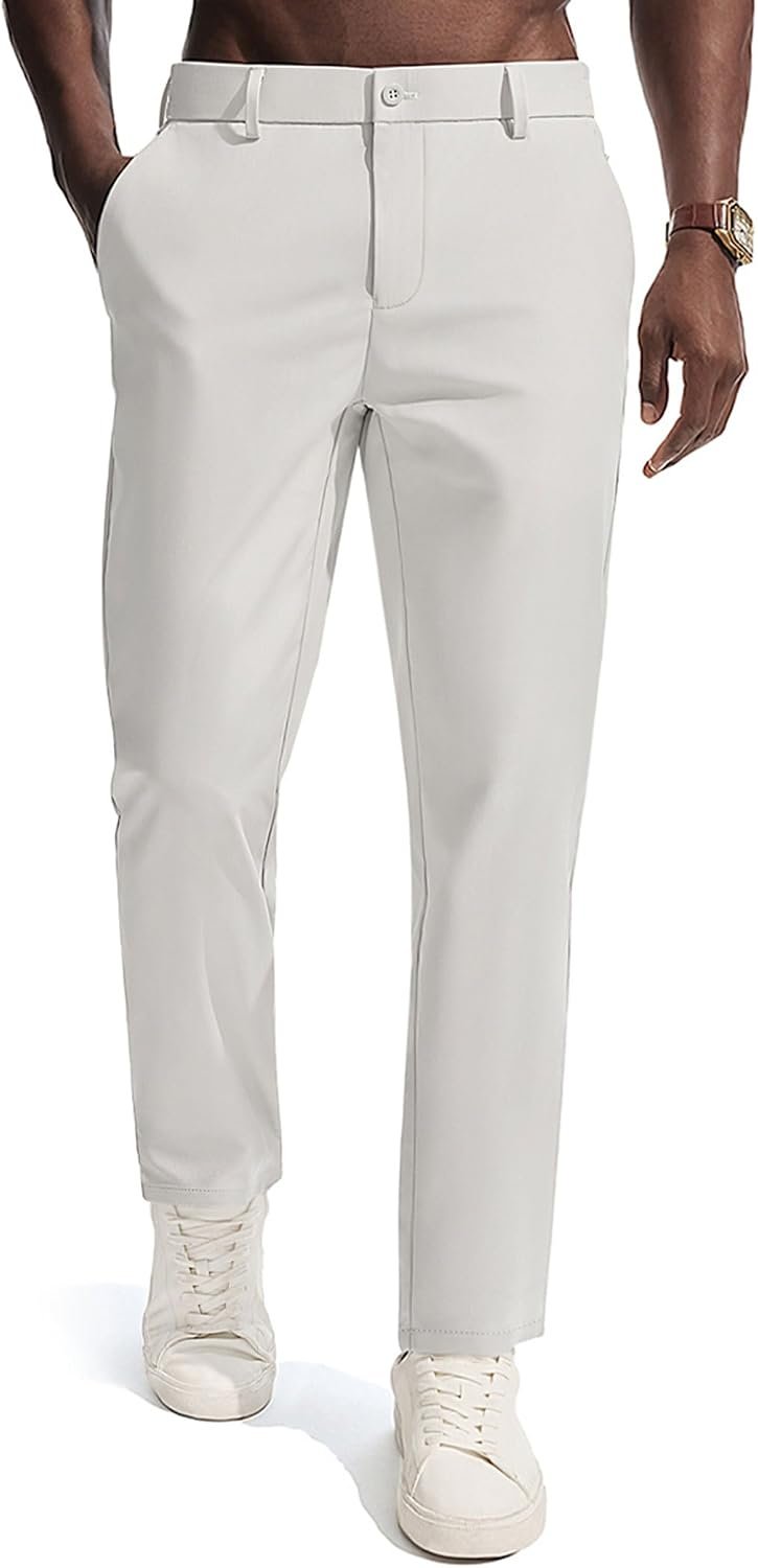 PJ PAUL JONES Men’s Golf Pants Casual Stretch Slim Fit Tapered Dress Pants Lightweight Wrinkle Free Trousers