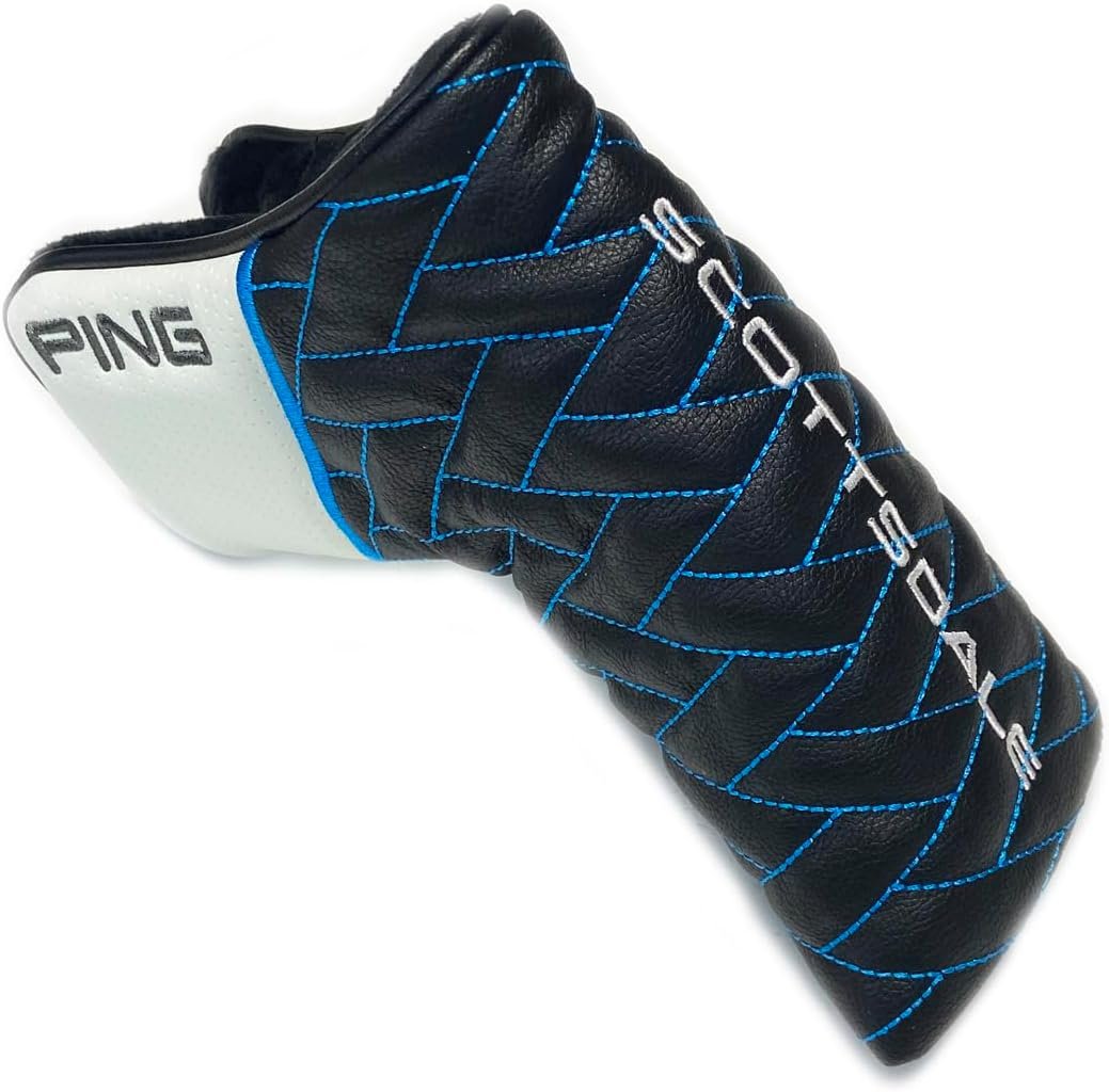 New PING Scottsdale Magnet Blue/Black/White Leather Headcover – Blade Style Cover