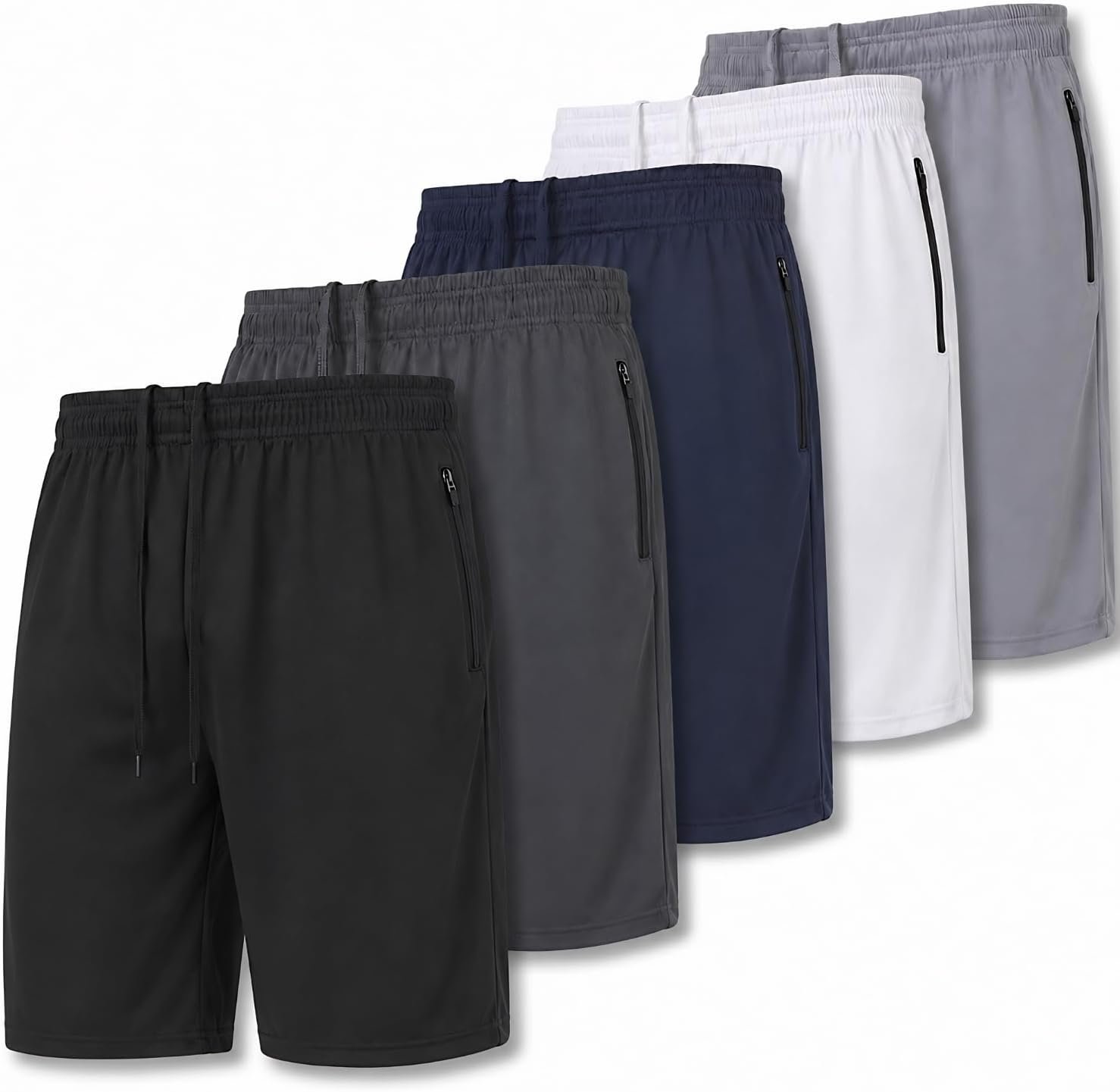 Ultra Performance Mens 5 Pack Athletic Running Shorts, Loose fit Basketball Gym Workout Shorts for Men with Zippered Pockets