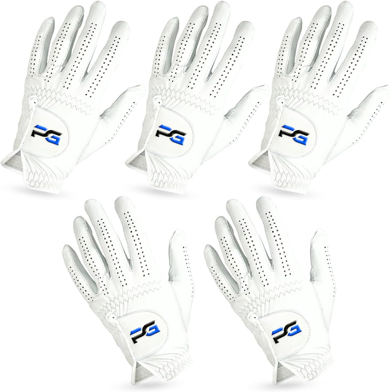 Gloves (5 Pack) Cabretta Leather, Premium Quality Mens Golf Gloves