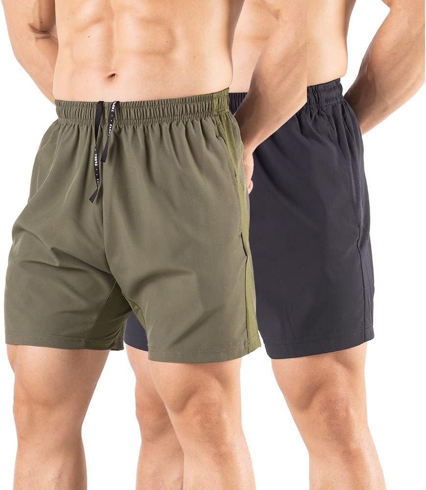 Gaglg Men’s 5″ Running Shorts 2 Pack Quick Dry Athletic Workout Gym Shorts with Zipper Pockets