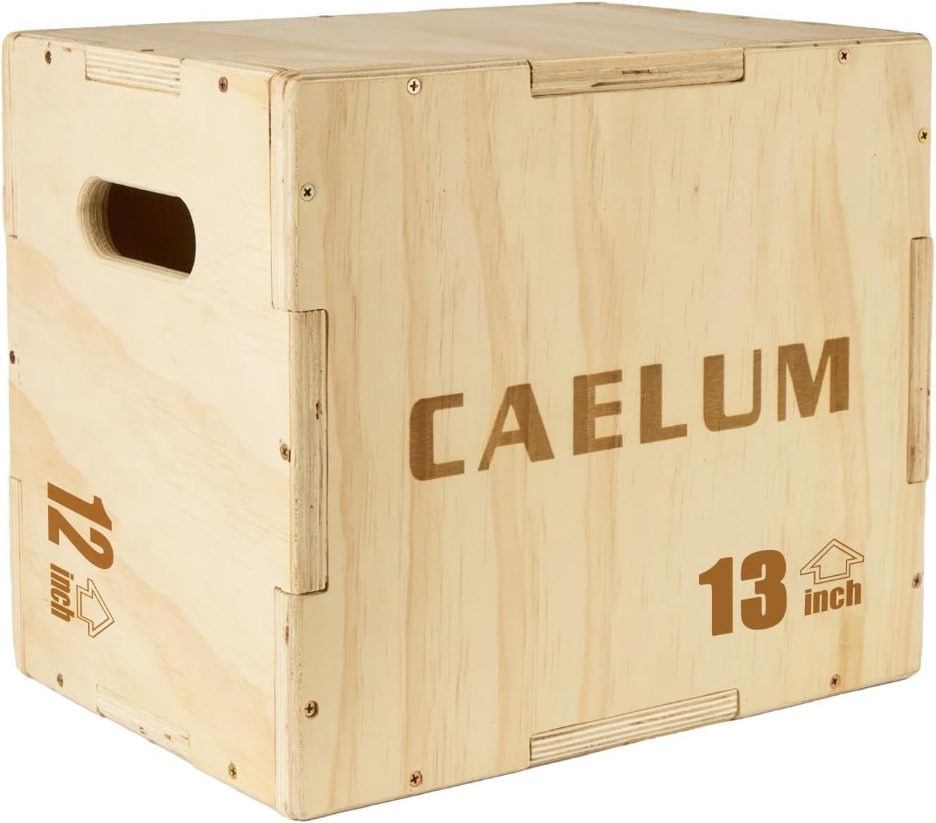 CAELUM 3-in-1 Wood Plyo Box, Non-Slip Plyometric Jump Box for Gym, Squats | 400lbs Capacity, Premium Plywood, Quick Assembly, for Home & Gym, Fitness, Jumping, Squats, Step-ups, Strength Training