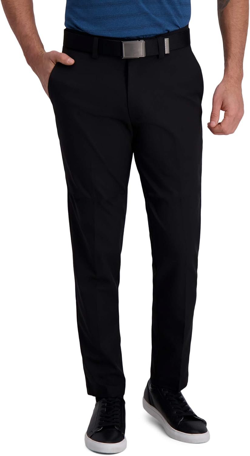 Haggar Men’s Cool Right Performance Flex Solid Slim Fit Flat Front Pant-discontinued