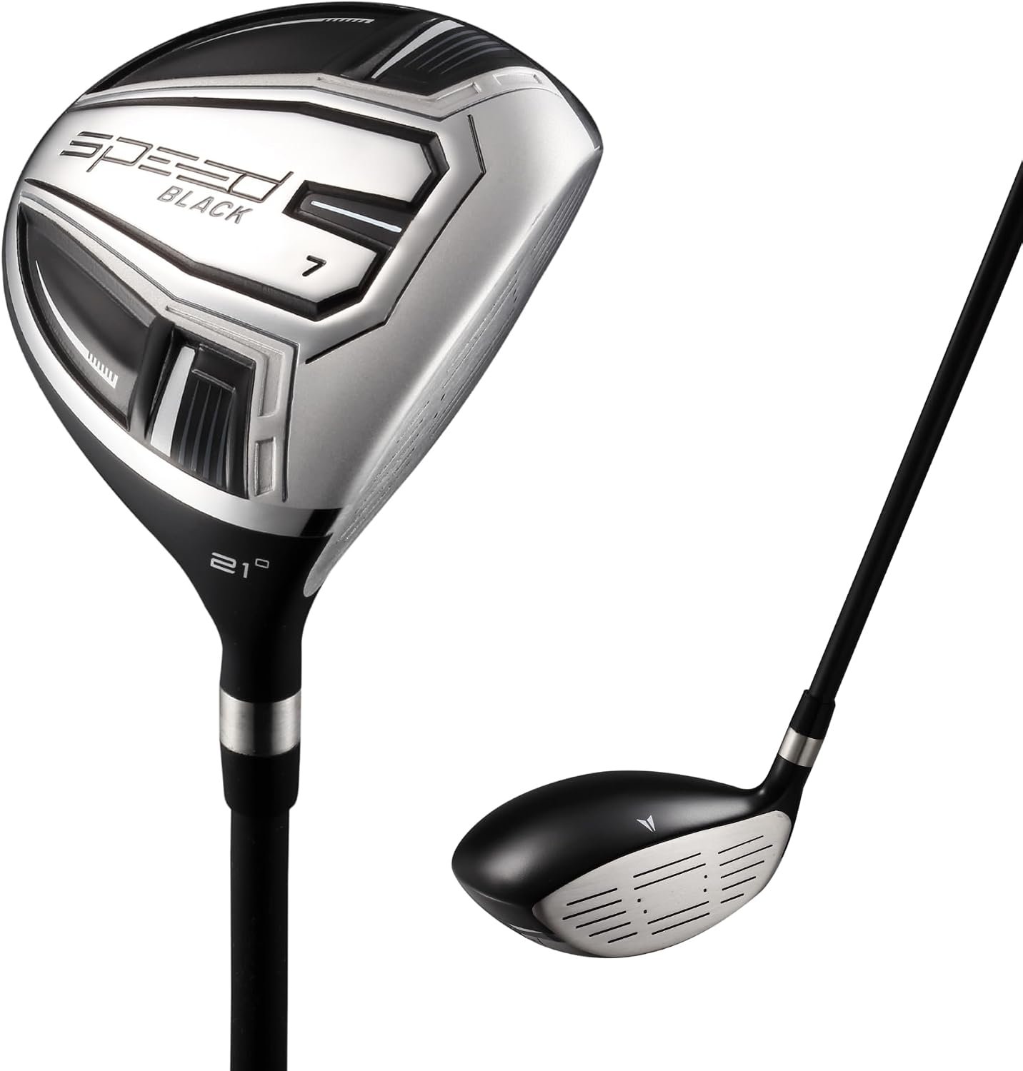 Stainless Steel Fairway Golf Club – Lightweight Graphite Shaft, High Launch, USGA Approved, Right Hand Mens Club and Headcover Black