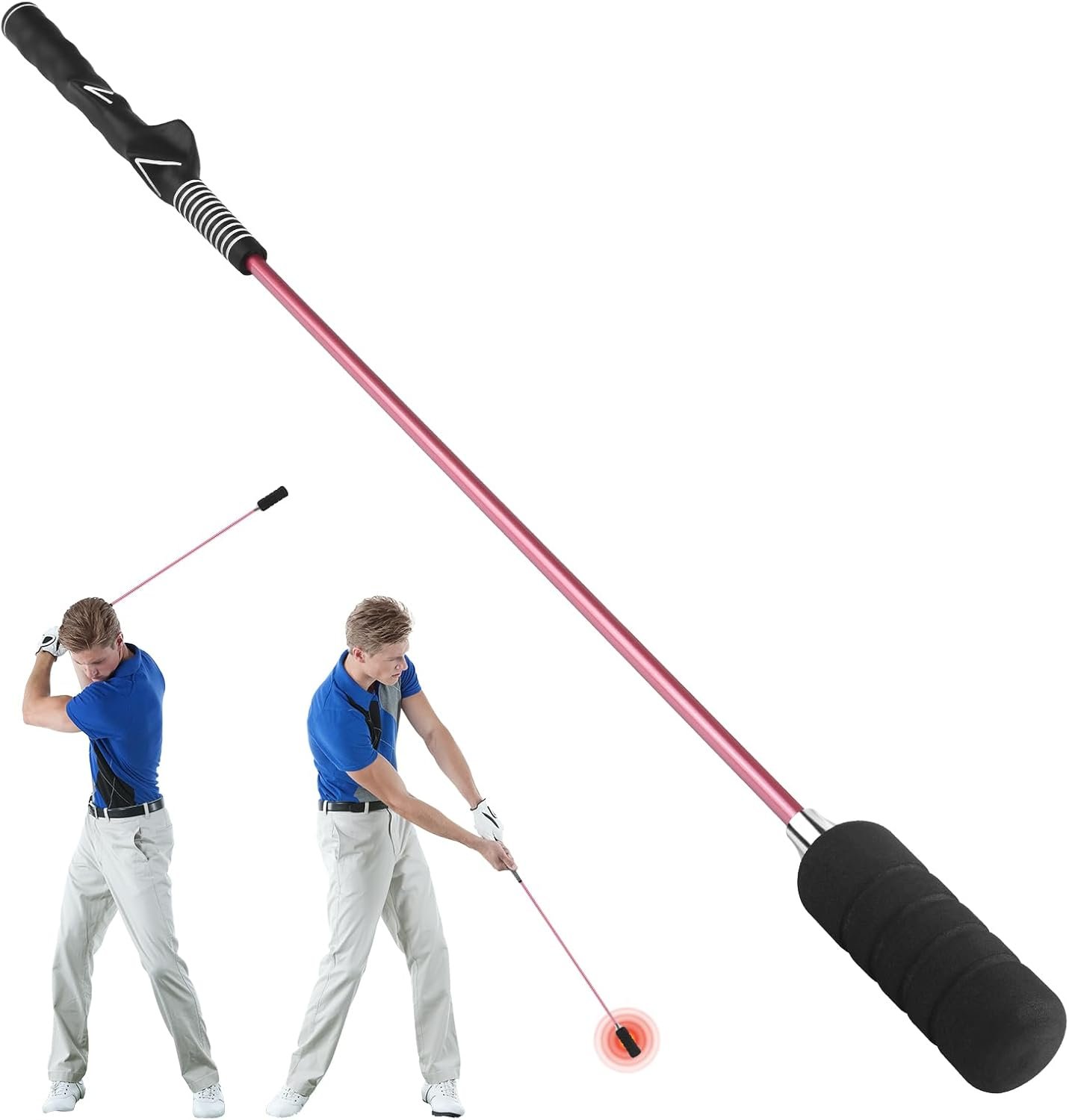 Golf Swing Trainer – Grip & Tempo Trainer with Click Stick | Click Feedback, Warm Up Training Aid, Speed Trainer, Rhythm & Wrist Angle Correction, Portable, For Beginners to Pros