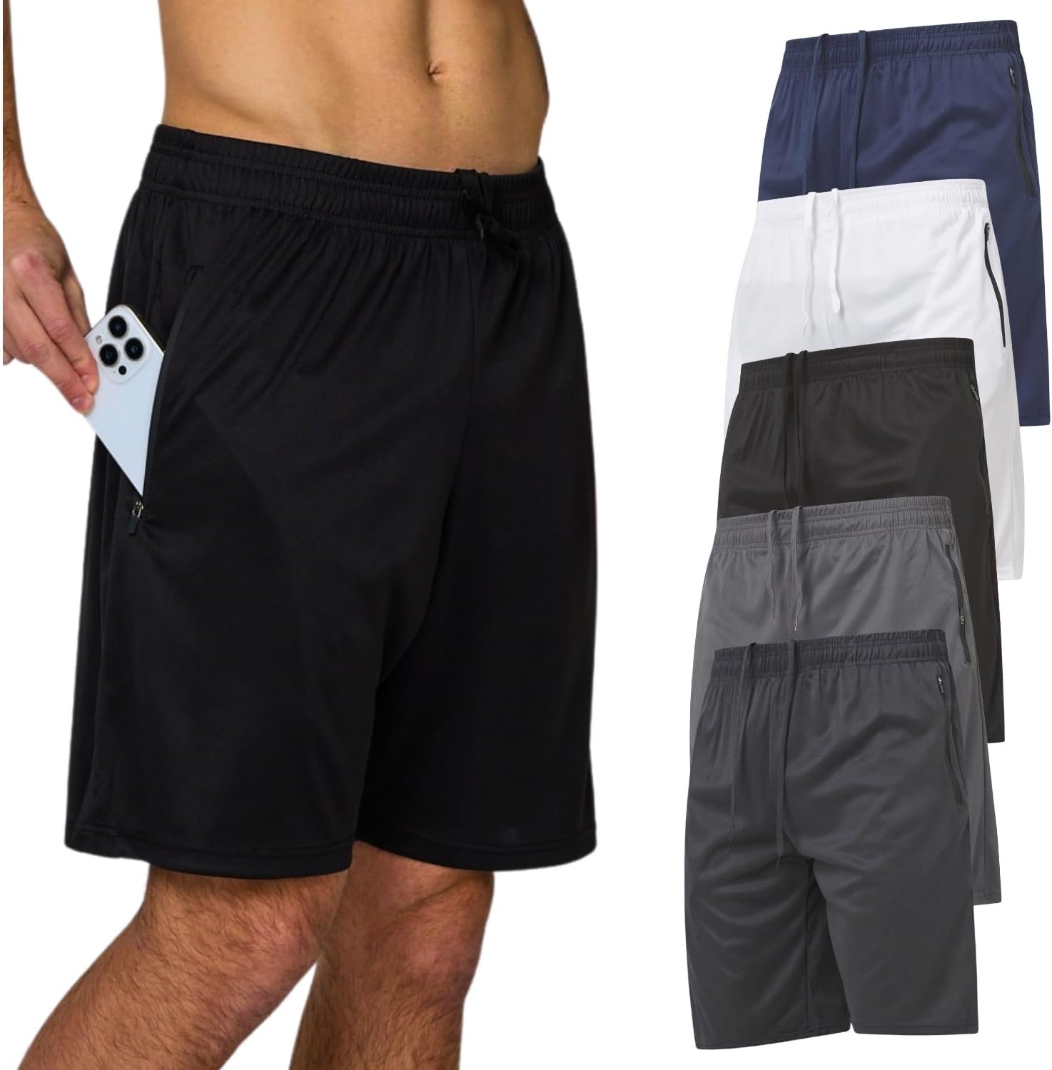 Ultra Performance Mens Gym Workout Shorts 5 Pk Men’s Athletic Running Basketball Shorts for Men with Zipper Pockets 7”Inseam