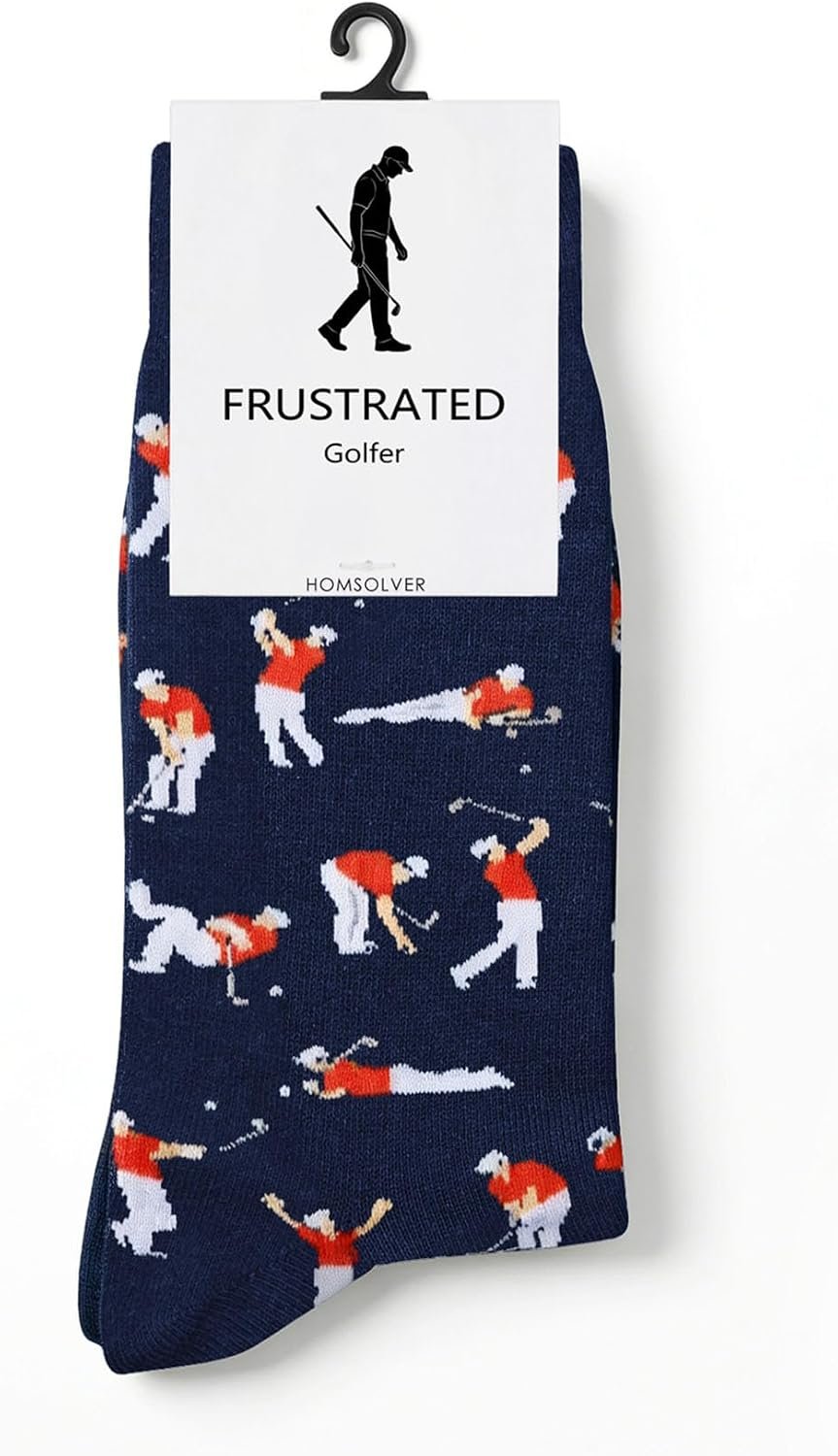 Homsolver Golf Socks for Men – Funny Gift for Dad, Golf Accessories for Men, Novelty Birthday Gifts for Golfers, Angry Golfing Apparel, Size 8-12