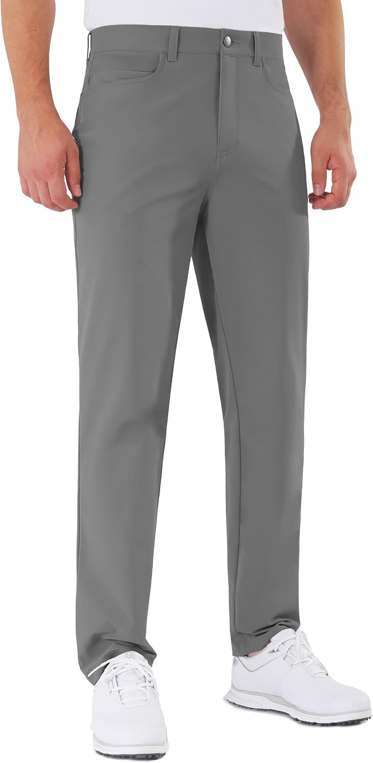 Mens Golf Pants Stretch 5 Pocket Classic Fit 30″/32″/34″ Quick Dry Water-Resistant Dress Casual Work Trousers