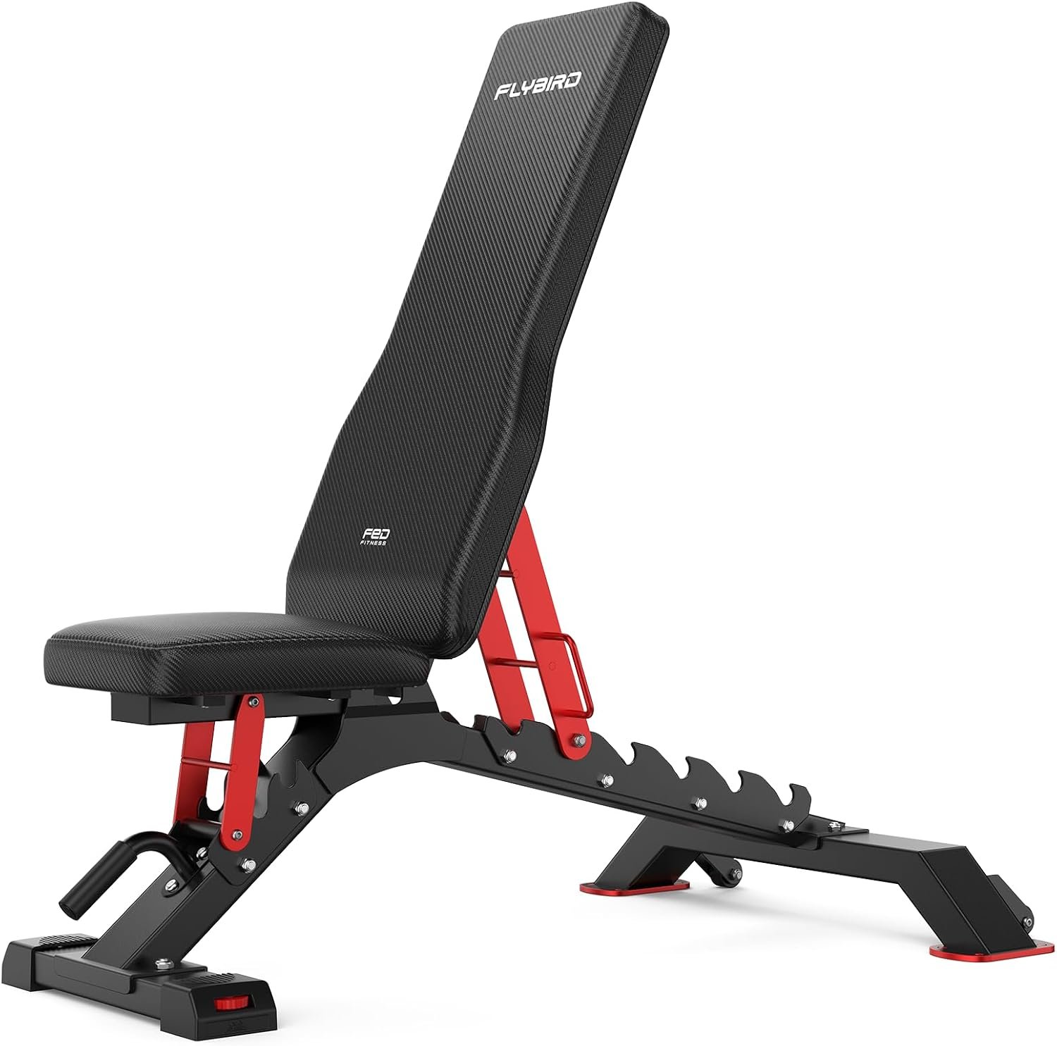 FLYBIRD WB7 Weight Bench, 1300LBS Commercial Adjustable Weight Bench, Workout Bench for Home Gym, Flat Incline Bench Press Heavy Duty Bench with 34” Extra-Long Backrest and Easy-Roll Wheels