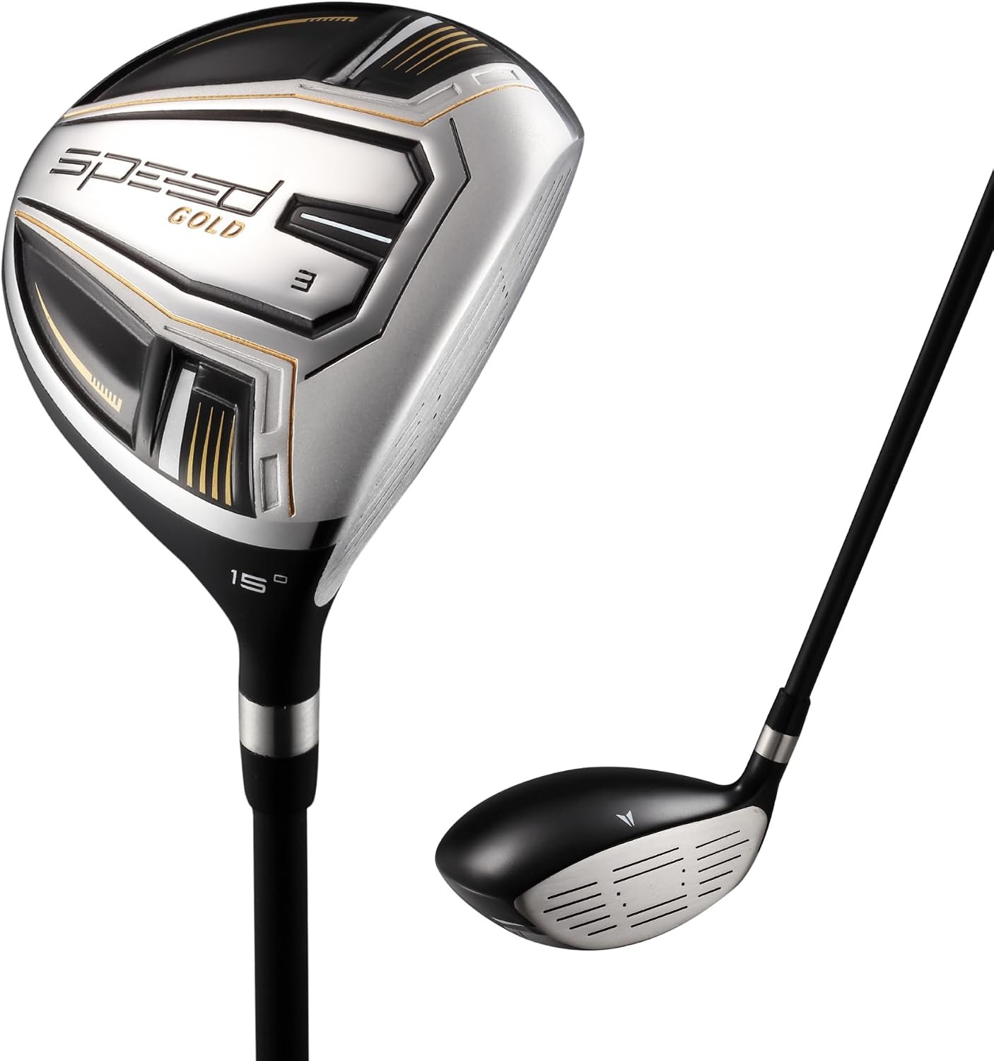 Stainless Steel Fairway Golf Club – Lightweight Graphite Shaft, High Launch, USGA Approved, Right Hand Mens Club and Headcover Black