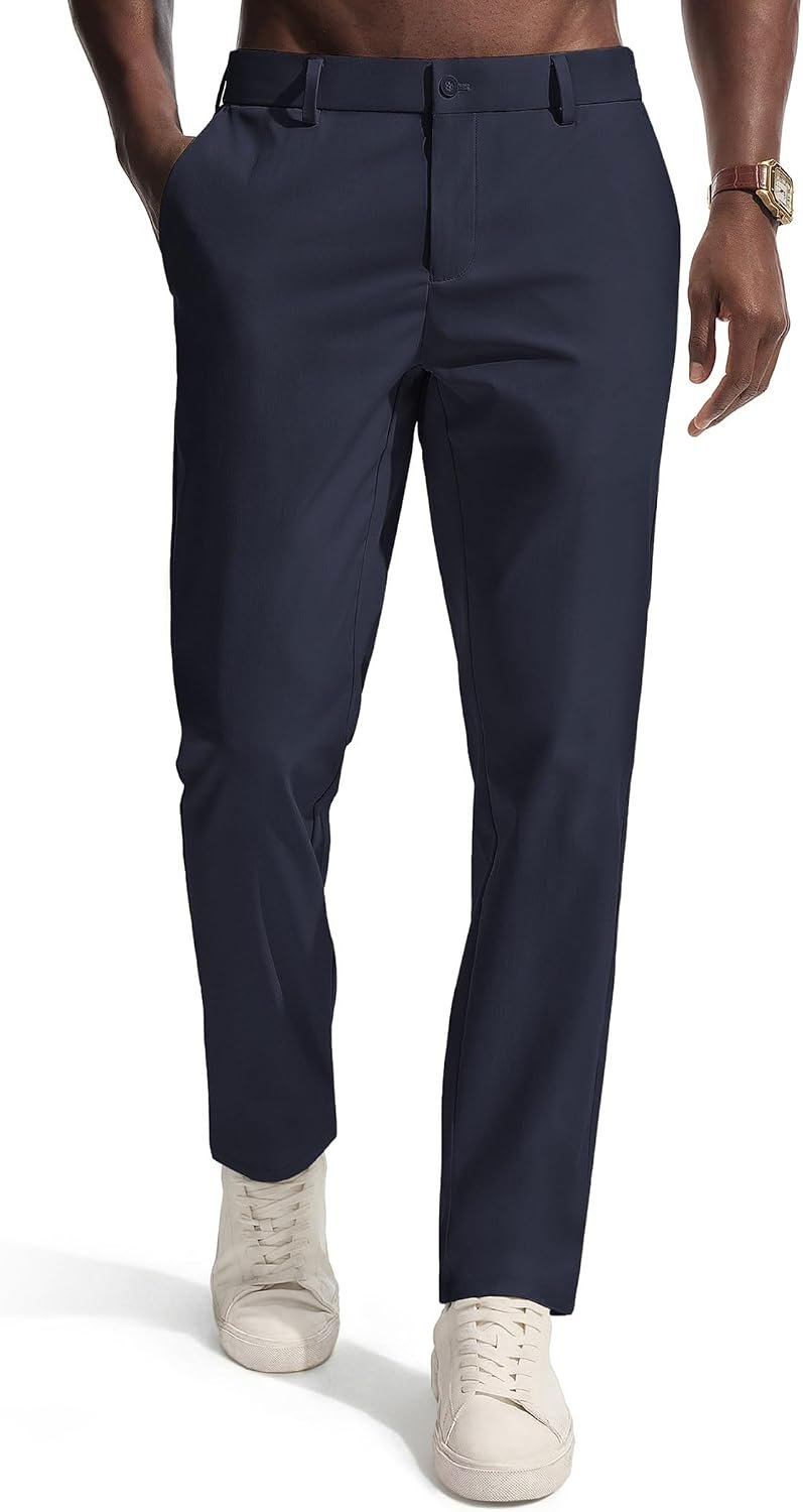 PJ PAUL JONES Men’s Golf Pants Casual Stretch Slim Fit Tapered Dress Pants Lightweight Wrinkle Free Trousers