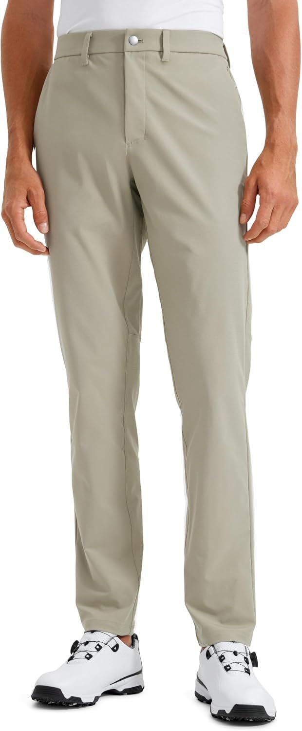 CRZ YOGA All Day Comfy Golf Pants 28″/30″/32″/34″/36″ | Decent Stretch, Wrinkle-Resistant, Casual, Slightly Tapered Leg, Flat Front, Pockets, Trousers for Men