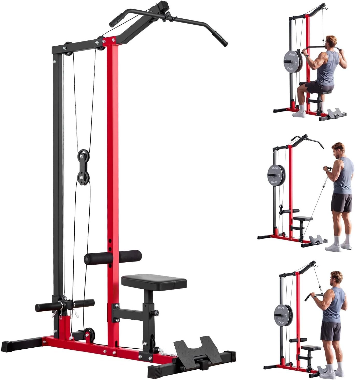 VEVOR LAT Pulldown Attachments, Cable Machine Rowing T-bar V-bar Tricep Pull Down Bar, Back Strength Training Rubber Coated Handle Grip, Bicep Curl Tricep LAT Pulldown Bar for Home Gym Fitness