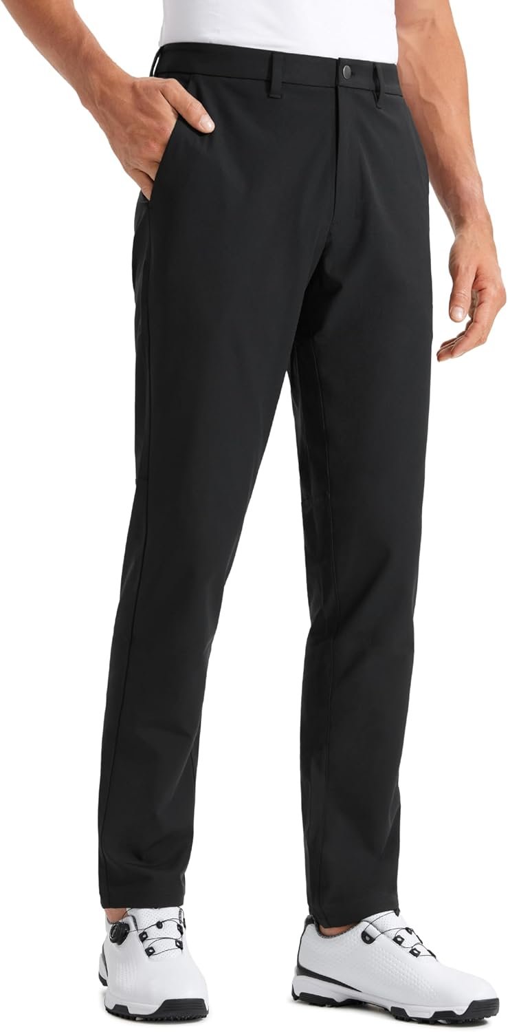 CRZ YOGA All Day Comfy Golf Pants 28″/30″/32″/34″/36″ | Decent Stretch, Wrinkle-Resistant, Casual, Slightly Tapered Leg, Flat Front, Pockets, Trousers for Men