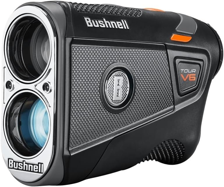 Bushnell Golf Tour V6 Laser Rangefinder, Patriot Pack | Visual JOLT, Magnetic Mount, 1300-Yard Range, 6X Magnification, IPX6 Weatherproof, Premium Carry Case