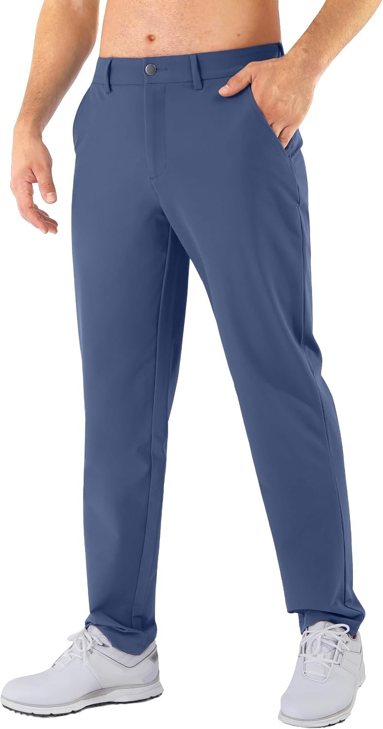 Mens Golf Pants Stretch Classic Fit Dress Pants 30″/32″/34″ Quick Dry 6 Pockets Water-Resistant Casual Trousers