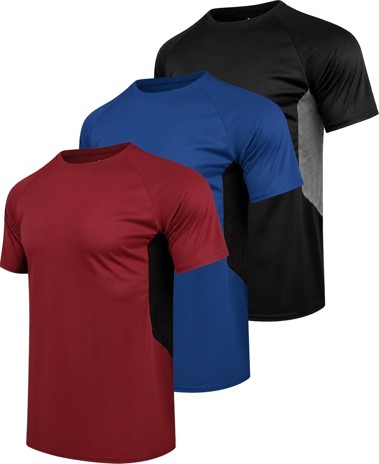 5 Pack Workout Shirts for Men Short Sleeve Gym T-Shirt | Breathable Mesh Side Panels, Moisture wicking, Breathable , Lightweight Gym Tees for Daily Training Sports Casual Wear